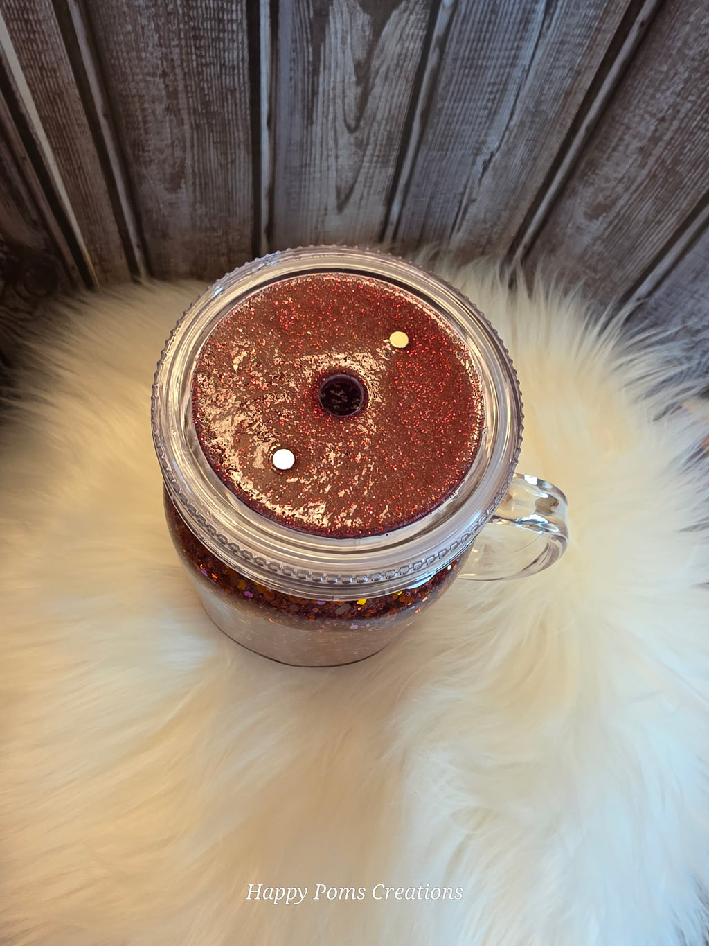 Acrylic Mason Jar - 15 oz, Snow Globe, Cherry Jubilee