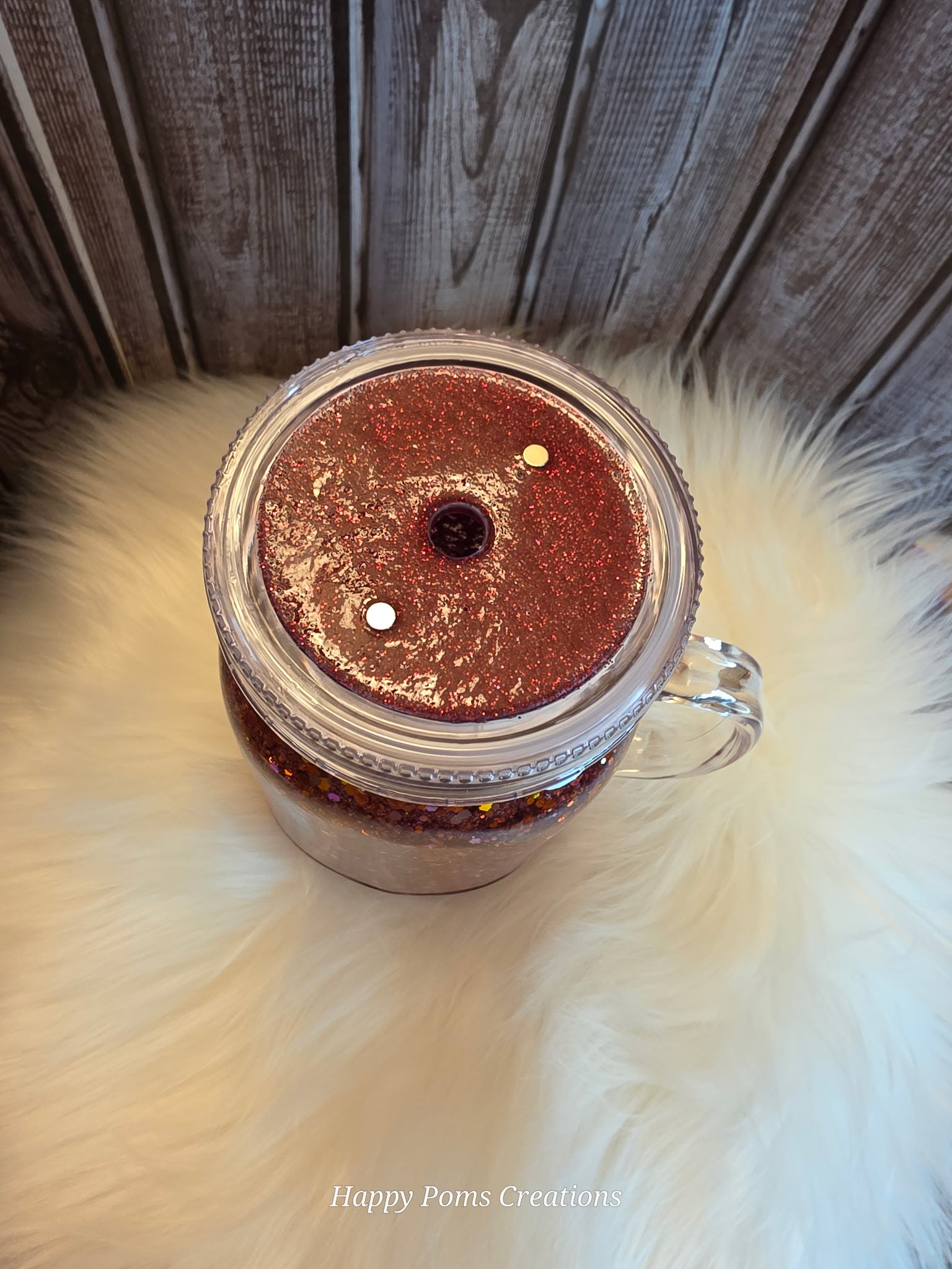 Acrylic Mason Jar - 15 oz, Snow Globe, Cherry Jubilee
