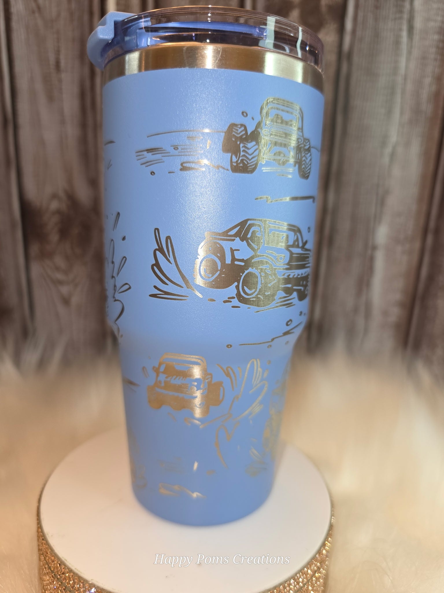 14 oz Off Road Truck Tumbler Personalized | Jeep Style Engraved Travel Mug with Handle | 4x4 Gift for Him | Camping Cup Adventure Lover