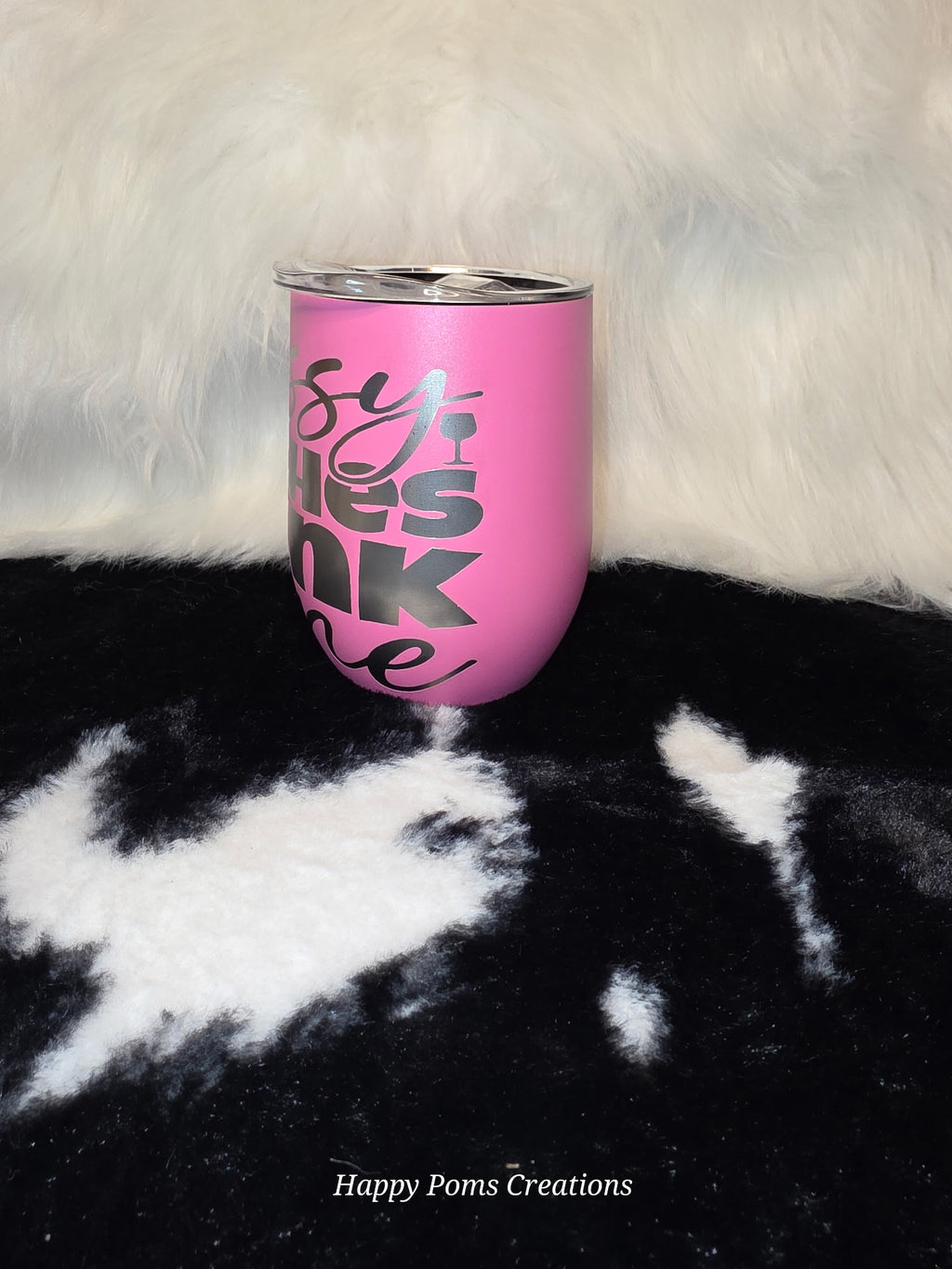 Classy Bitch Drinks Wine 12 oz Wine Tumbler | Funny Pink Stainless Steel Cup | Gift for Best Friend | Bachelorette Gift
