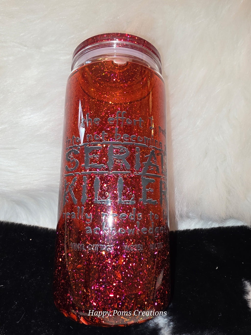 16 oz Serial Killer Tumbler, Red Glitter True Crime Cup, “I’m Only Here to Establish My Alibi” Tumbler, Crime Lover Gift