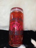 16 oz Serial Killer Tumbler, Red Glitter True Crime Cup, “I’m Only Here to Establish My Alibi” Tumbler, Crime Lover Gift