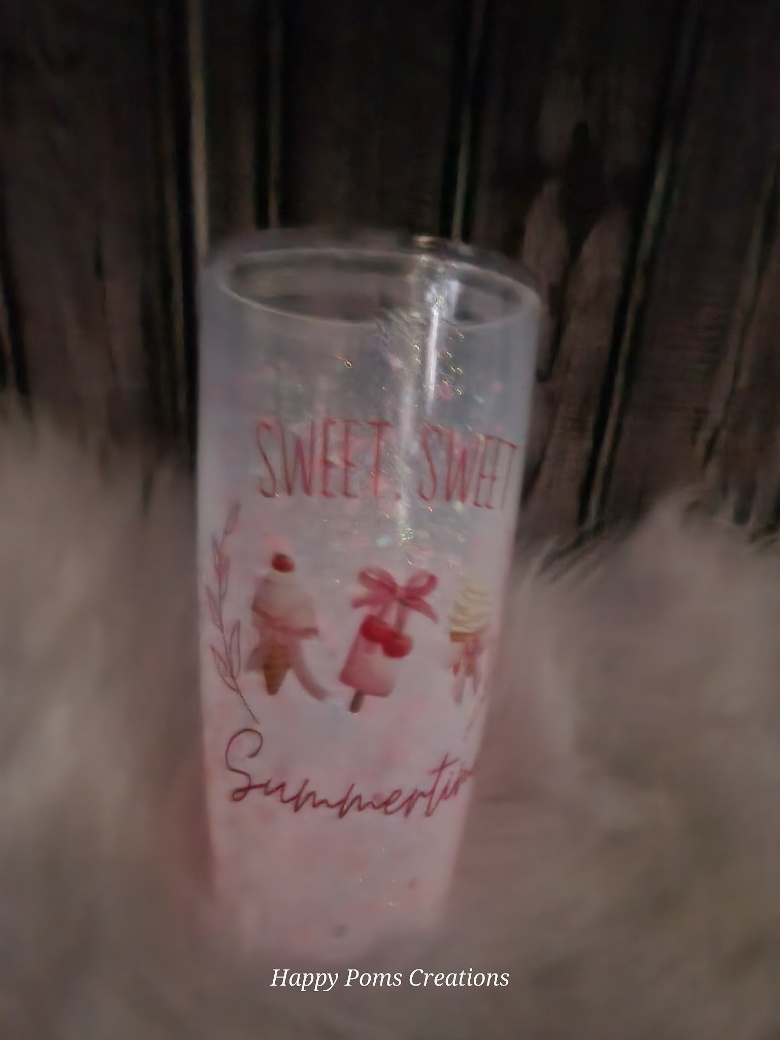 Acrylic handled Tumbler - 25 oz, Sweet Sweet Summertime, w/Straw