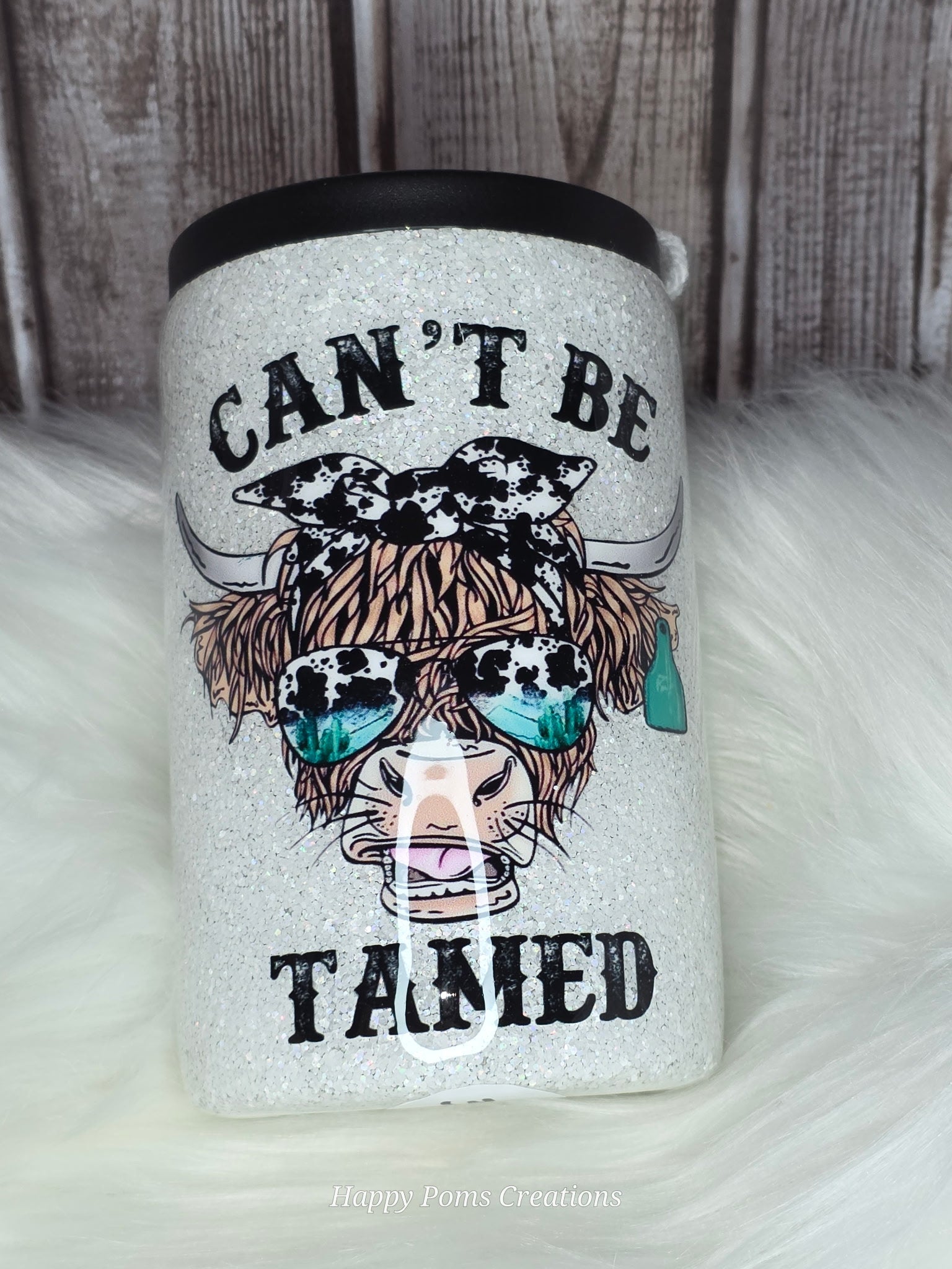 12 oz, Koozie/Tumbler, Glitter and Epoxy Can't Be Tamed.