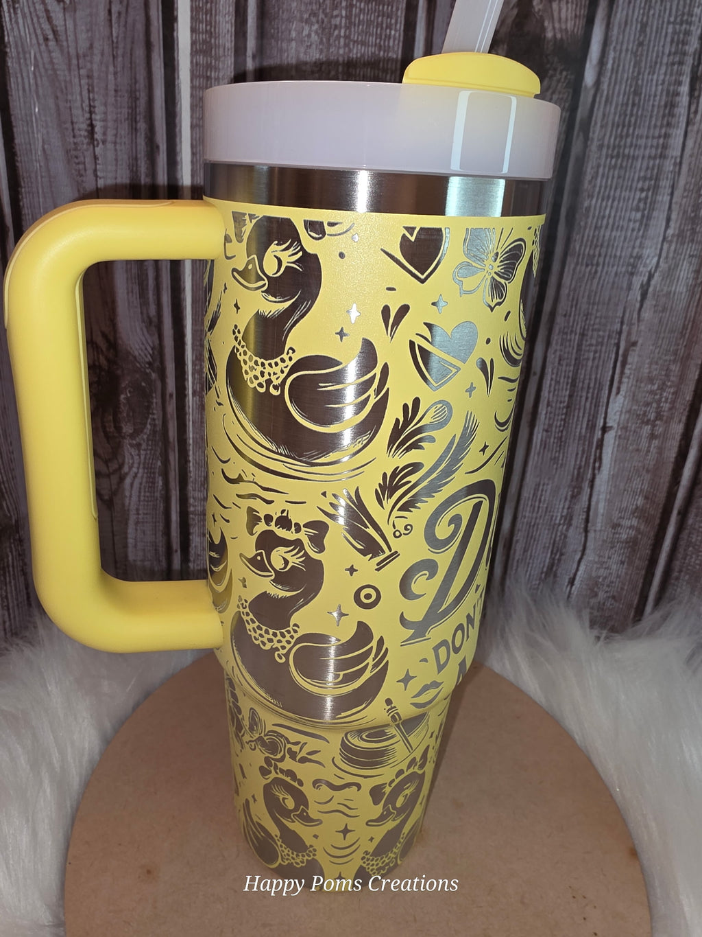 Stanley Tumbler - 30oz, Yellow, Laser Engraved, Ducks in a Row