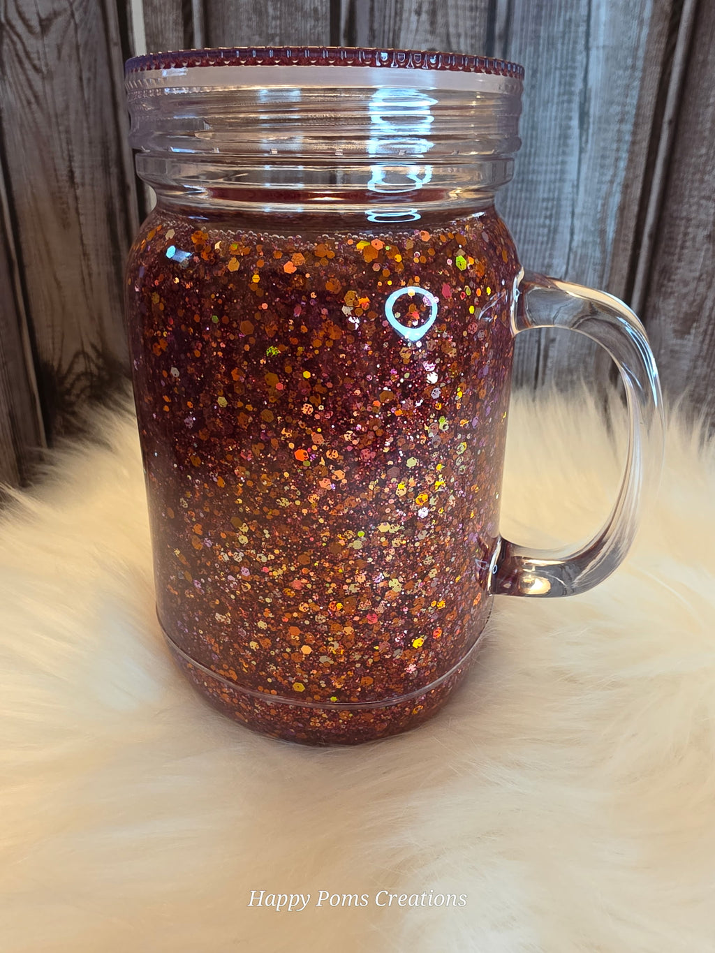 Acrylic Mason Jar - 15 oz, Snow Globe, Cherry Jubilee