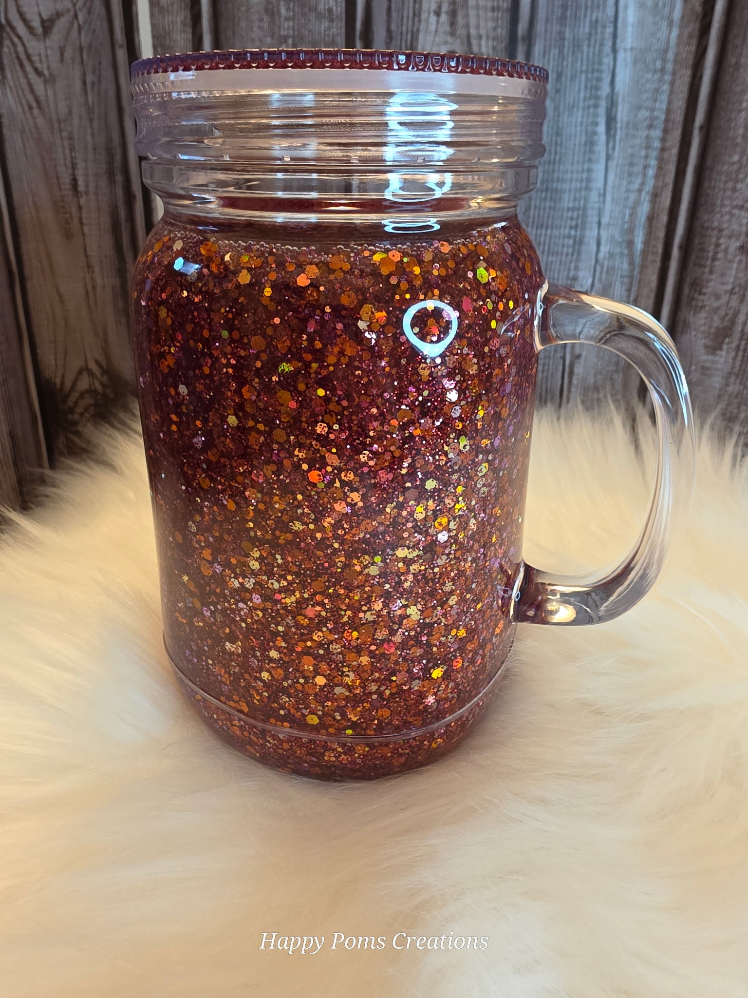Acrylic Mason Jar - 15 oz, Snow Globe, Cherry Jubilee