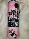 Unique 24 oz Glittery Pink Stainless Steel Tumbler - Fire Design