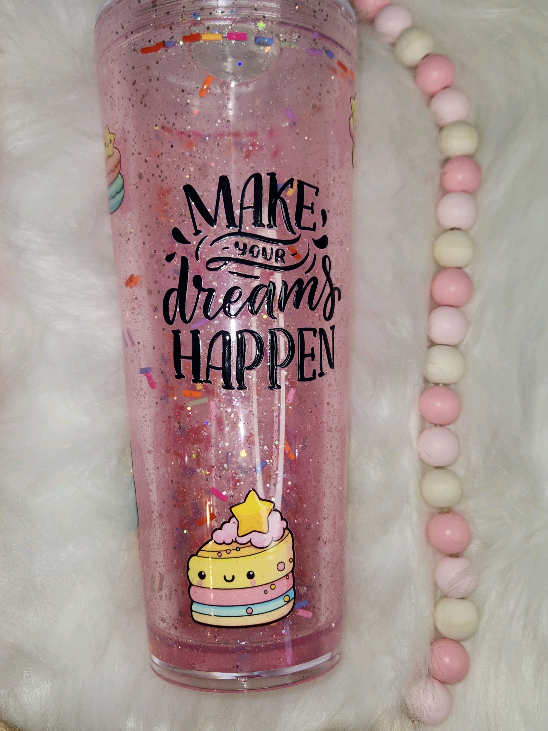 Acrylic Tumbler - 24oz, Snow Globe - Drip, Unicorn Sprinkles-Make Dreams happen