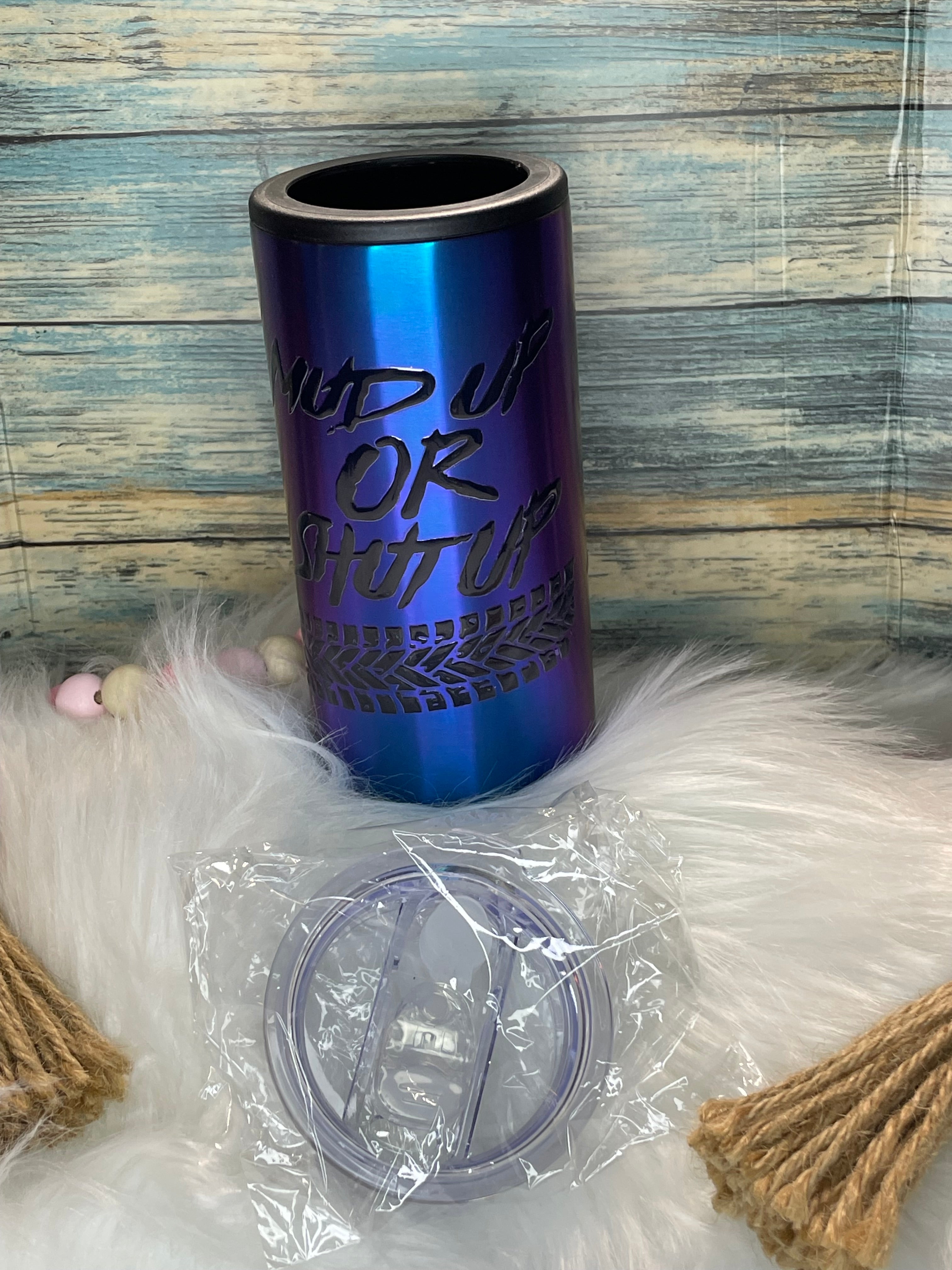 Stainless Steel Duozie - 16 oz, Mud Up or Shut Up w/lid and Straw