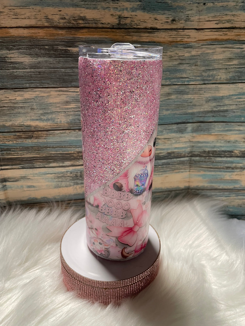 Stainless Steel Tumbler - 20 oz, Highland Cow BOBA, w/Straw