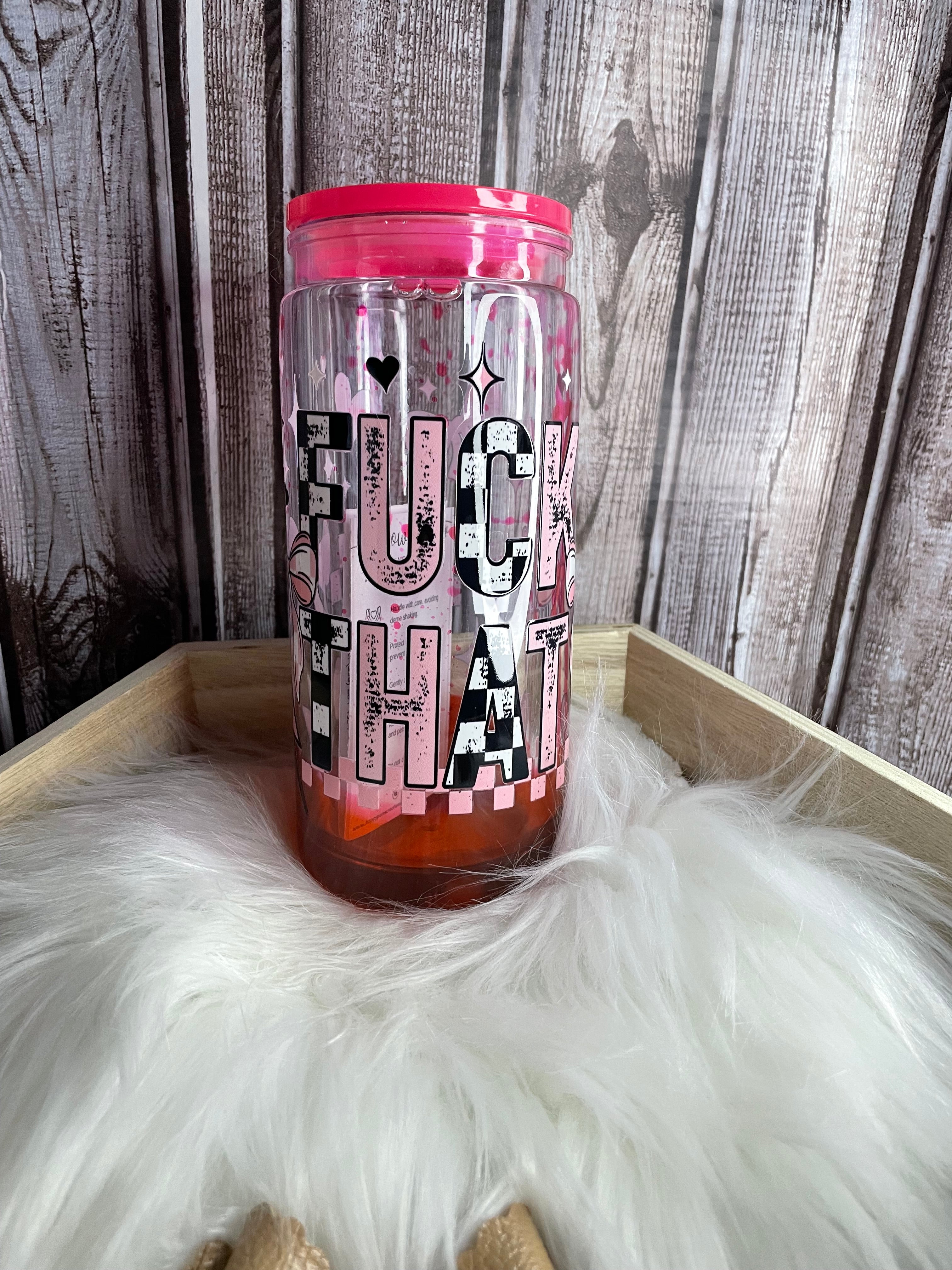 Acrylic Snow Globe Tumbler - 16 oz, Red Drip, F- That