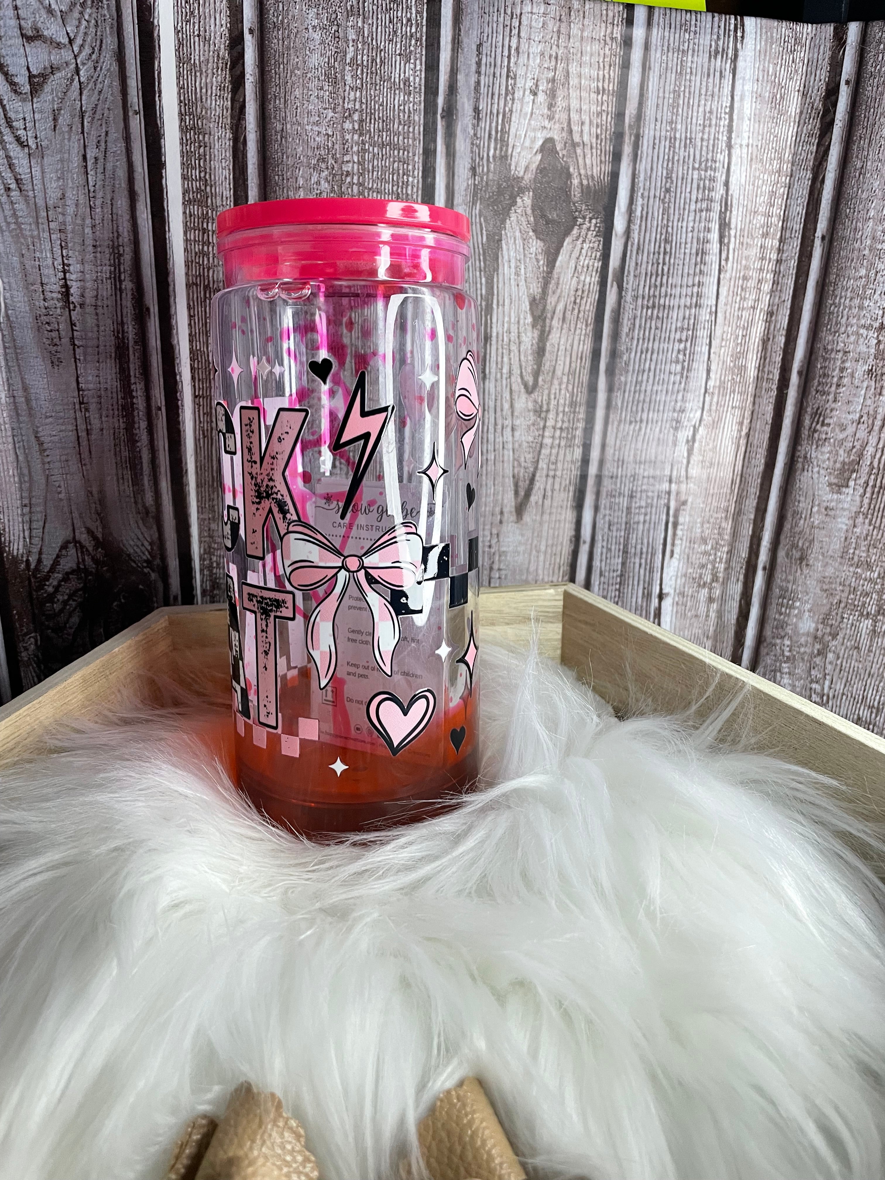Acrylic Snow Globe Tumbler - 16 oz, Red Drip, F- That