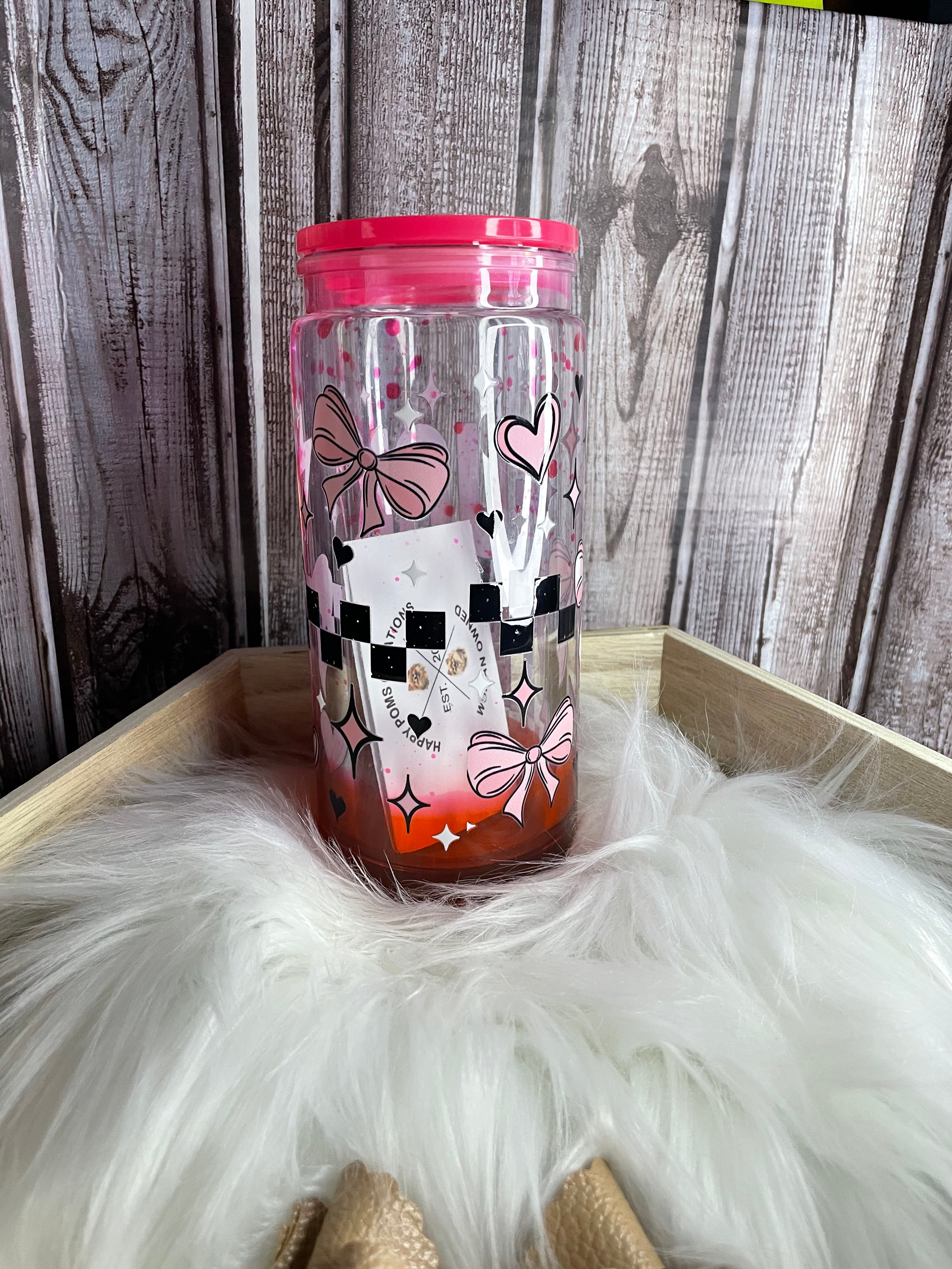 Acrylic Snow Globe Tumbler - 16 oz, Red Drip, F- That
