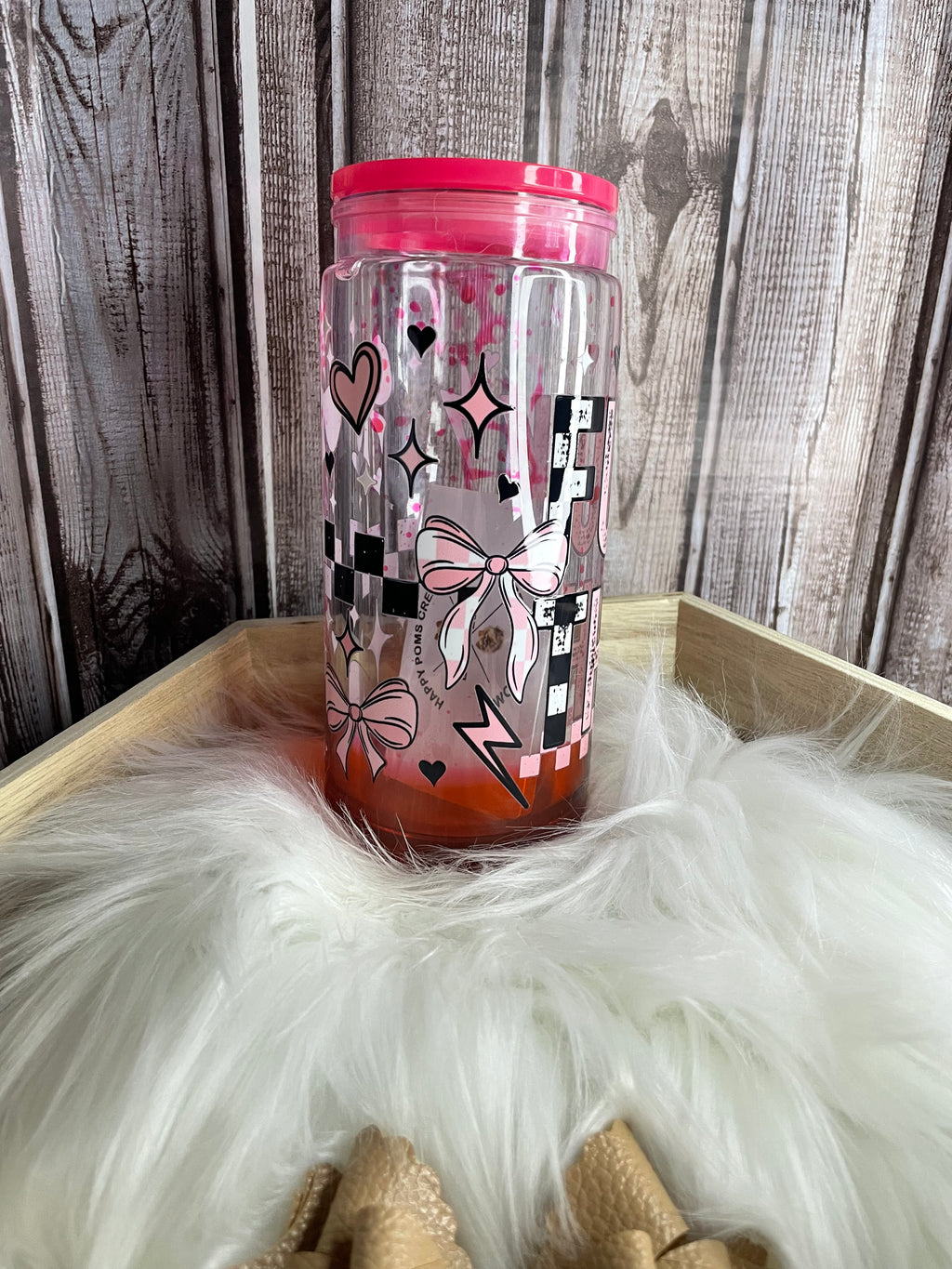 Acrylic Snow Globe Tumbler - 16 oz, Red Drip, F- That