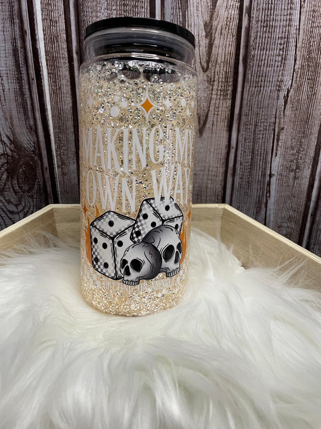 Acrylic Snow Globe Tumbler - 16 oz, Making My Own Way 3D glitter