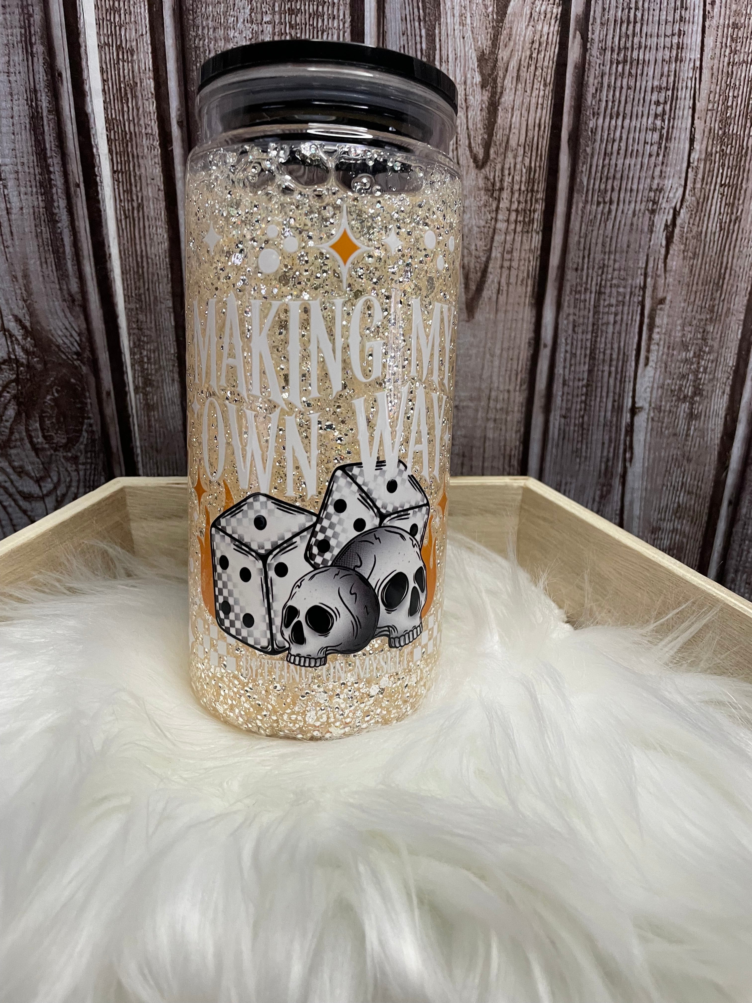 Acrylic Snow Globe Tumbler - 16 oz, Making My Own Way 3D glitter