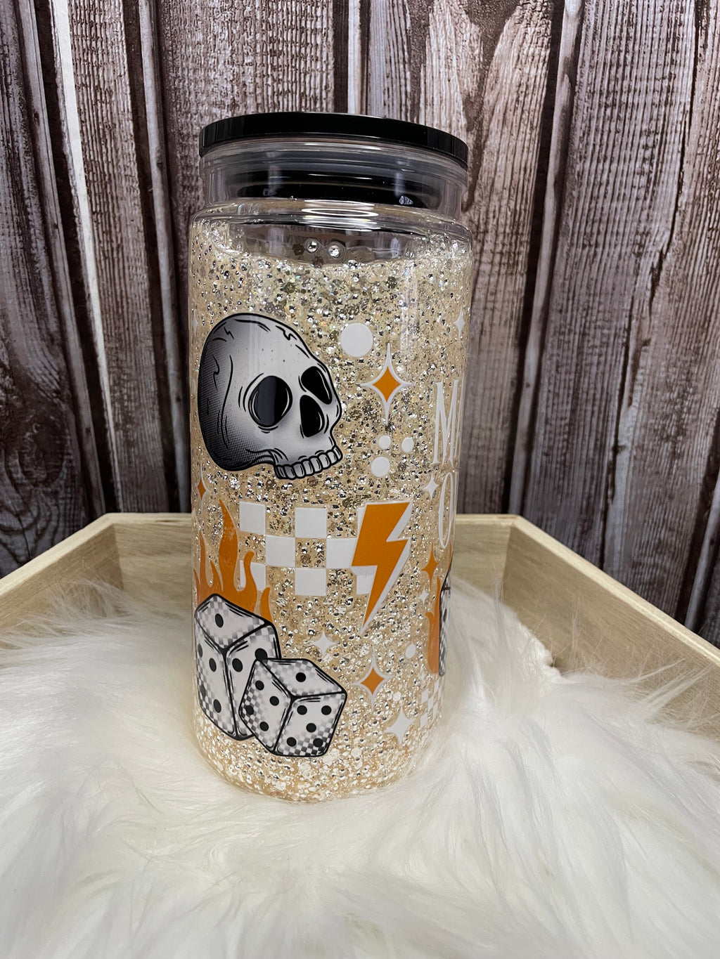 Acrylic Snow Globe Tumbler - 16 oz, Making My Own Way 3D glitter