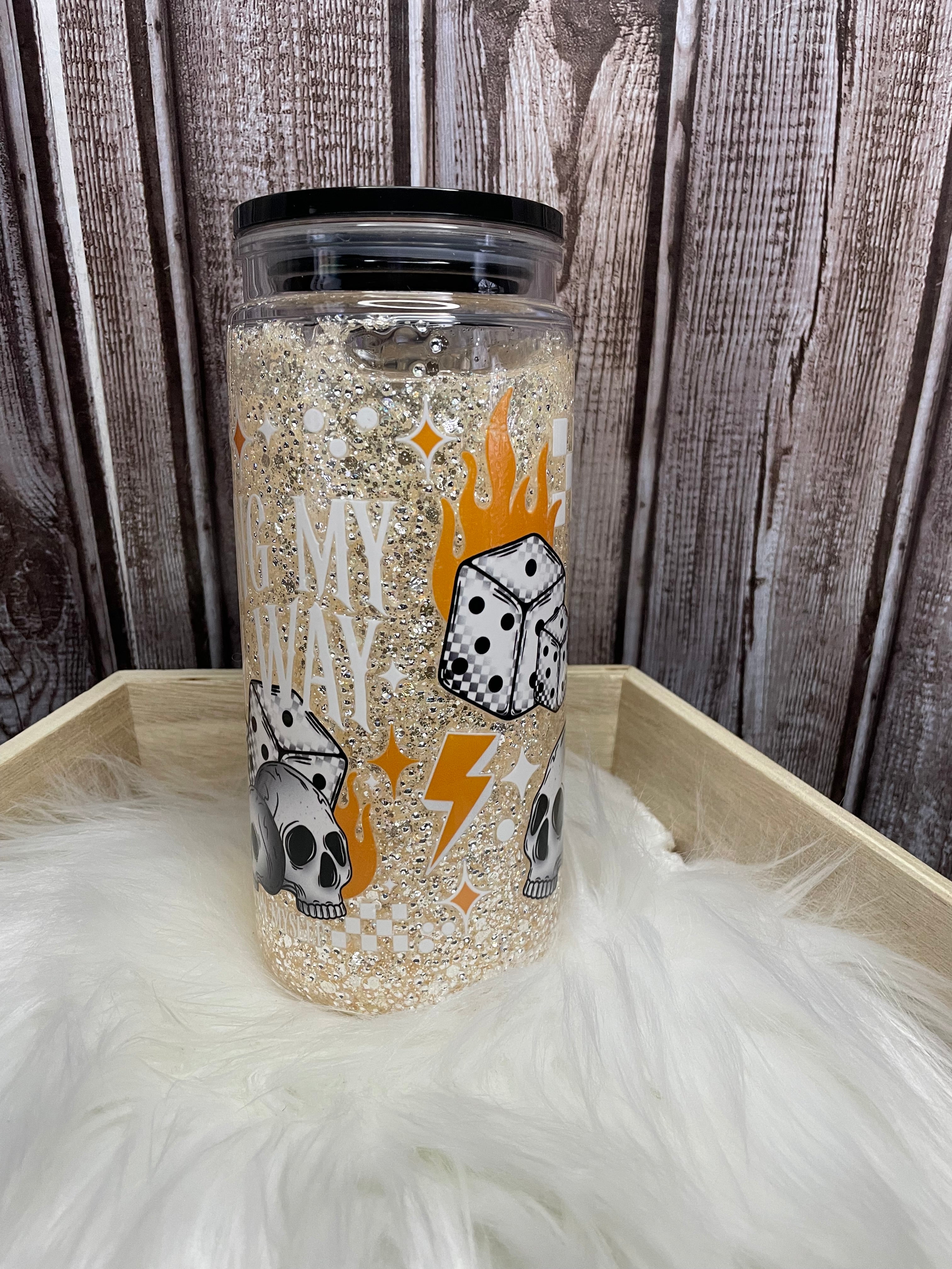 Acrylic Snow Globe Tumbler - 16 oz, Making My Own Way 3D glitter