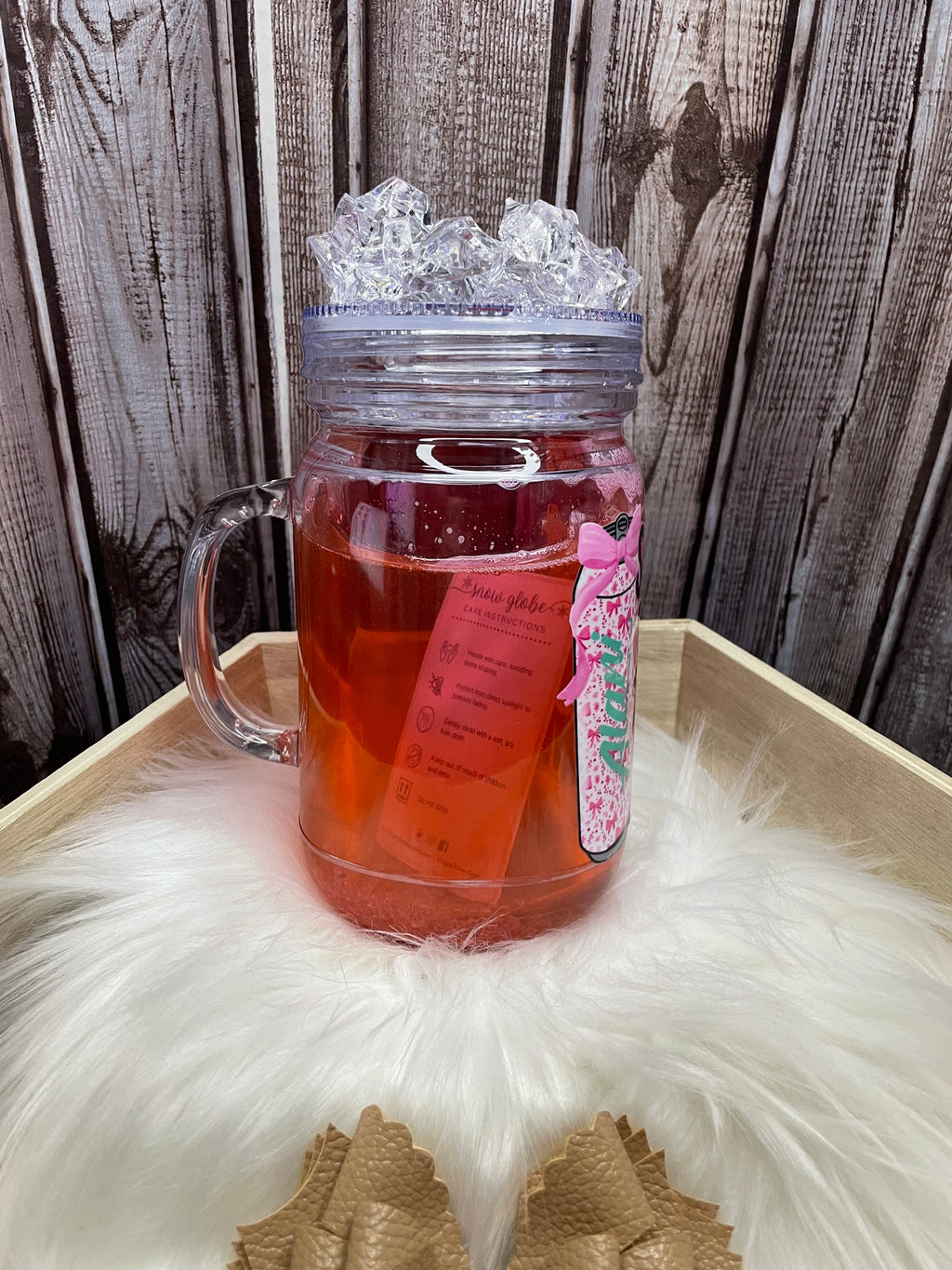 Acrylic Mason Jar - 15 oz, Snow Globe, Energy Fizz
