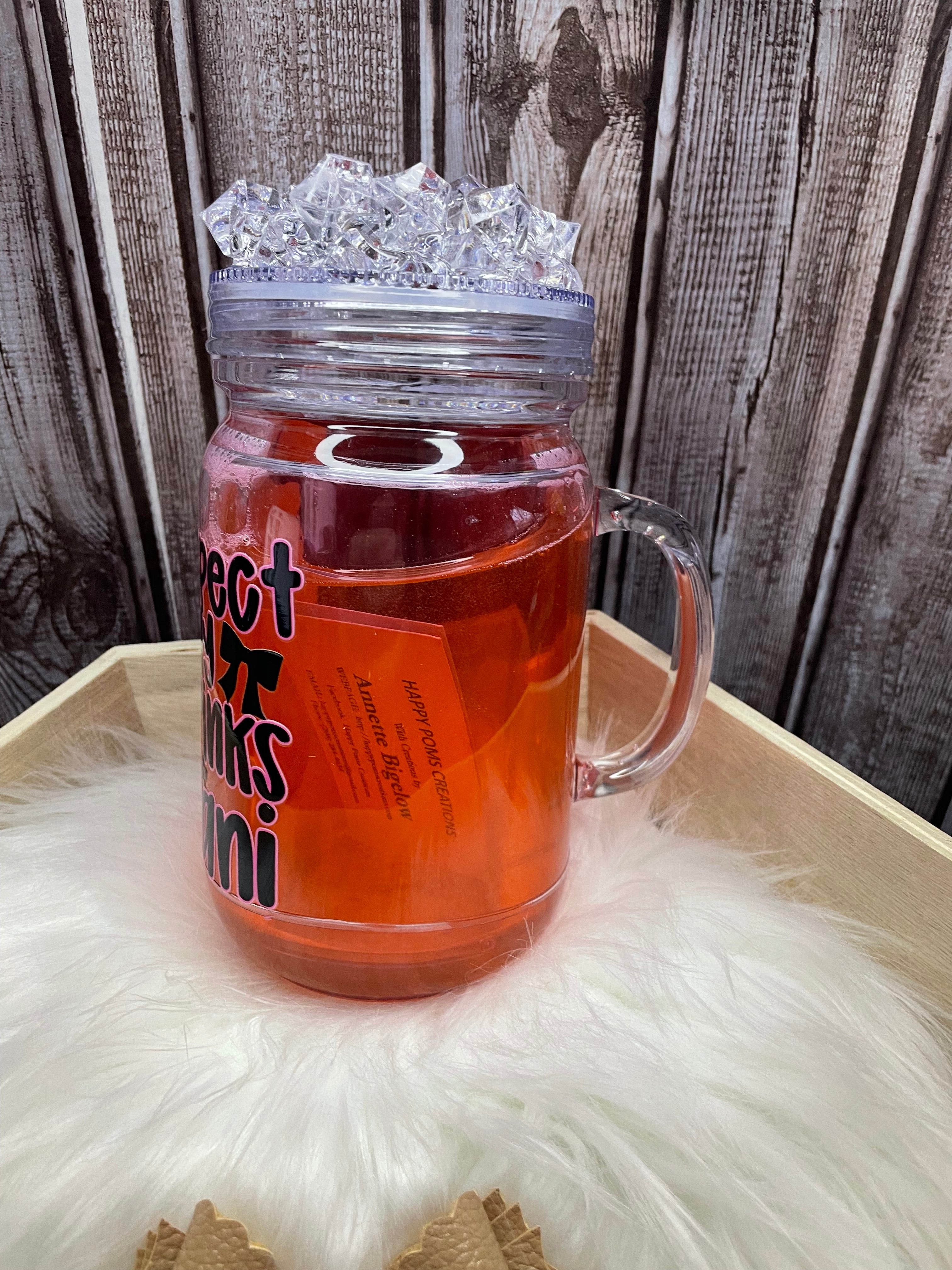 Acrylic Mason Jar - 15 oz, Snow Globe, Energy Fizz
