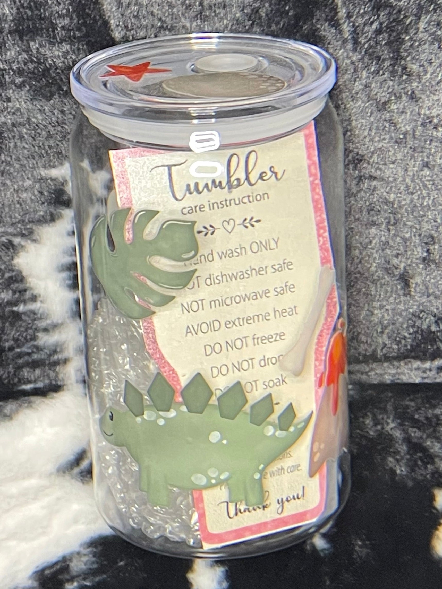 Acrylic Cup - Colored Dinosaurs, 10oz w/straw