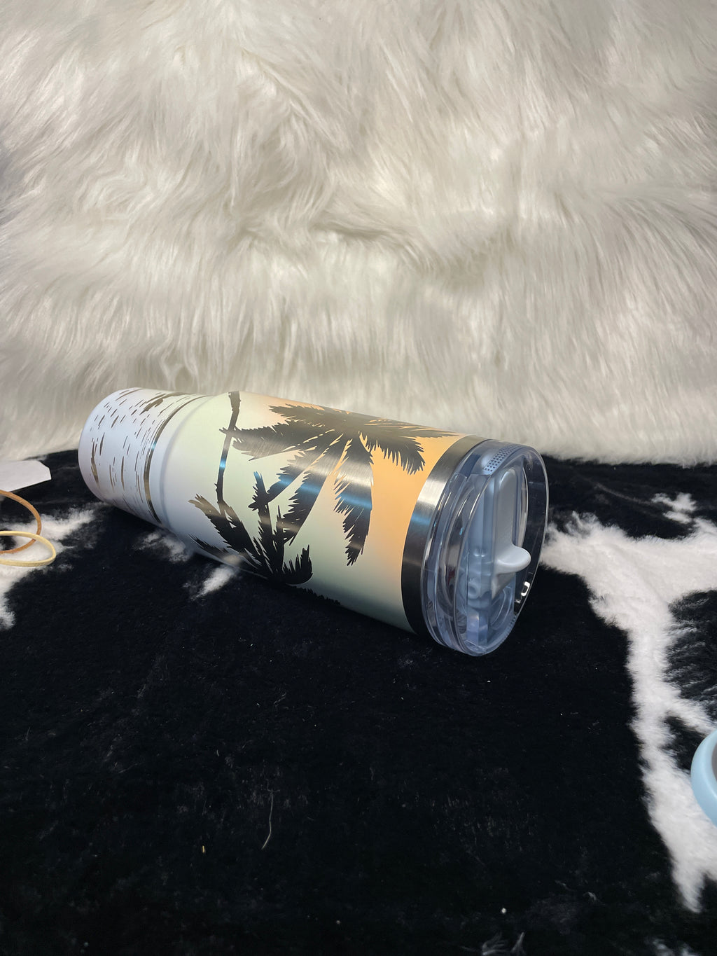 Engraved Tropical Palm Tree Stanley Quencher 30oz | Beach Sunset Tumbler | Custom Laser Engraved Travel Mug | Island Gift
