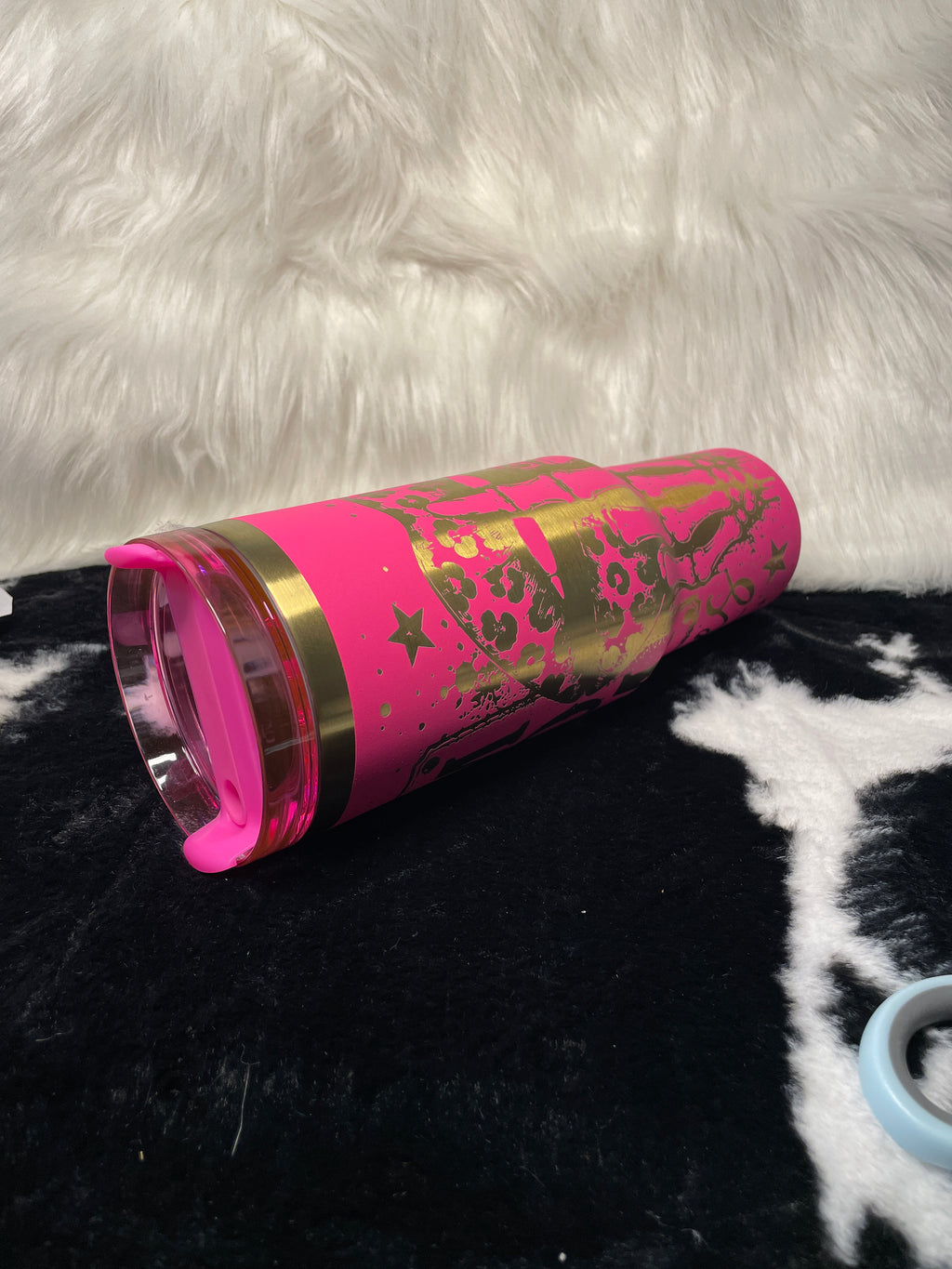 Badass Mom Vibes 40oz Engraved Tumbler with Handle | Hot Pink Laser Engraved Leopard Lips Cup | Mother's Day Gift