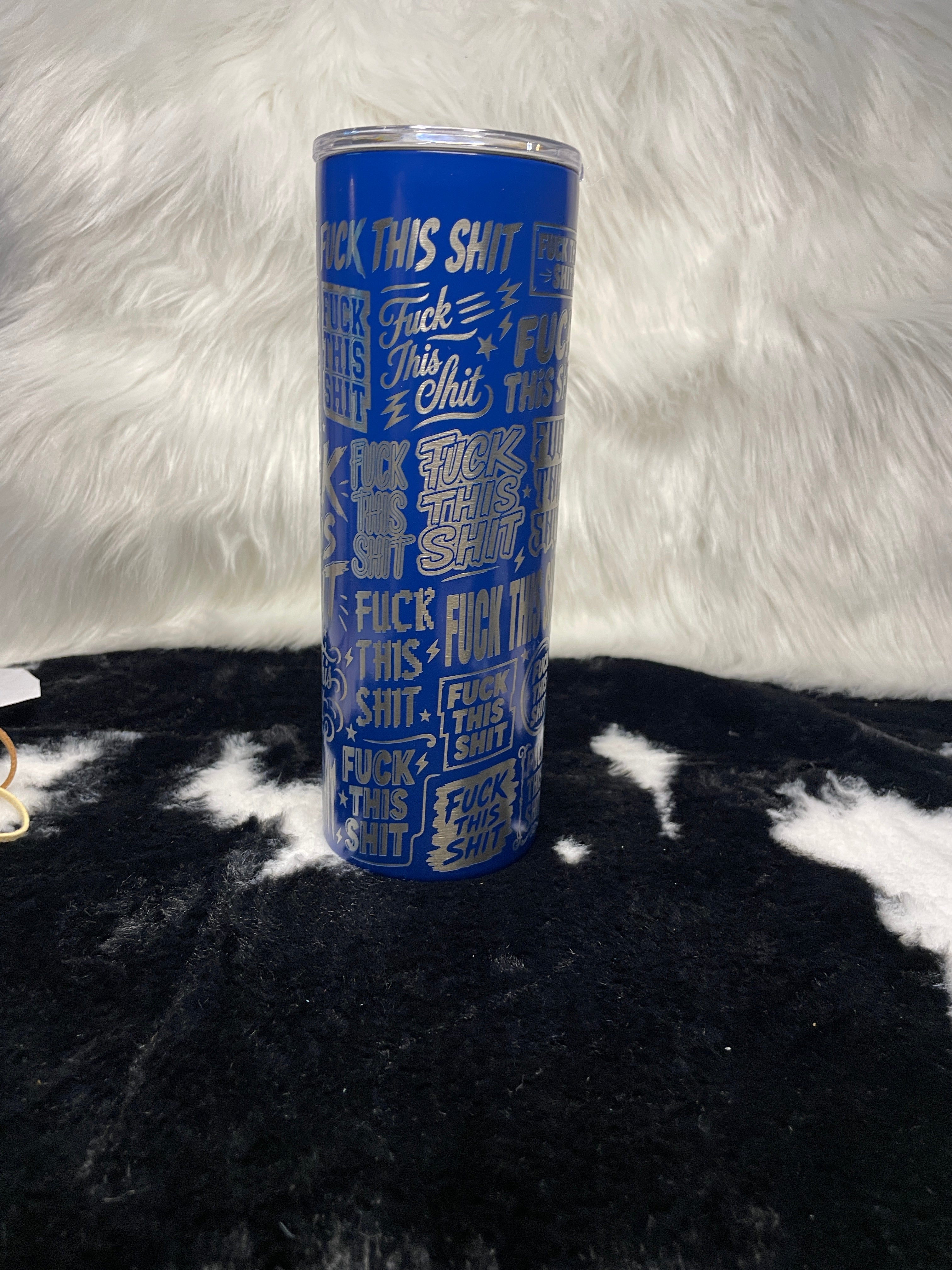 Funny Adult 20oz Blue Laser Engraved Tumbler | "Fck This Sht" Stainless Steel Travel Mug | Sarcastic Gift for Coworker, Friend