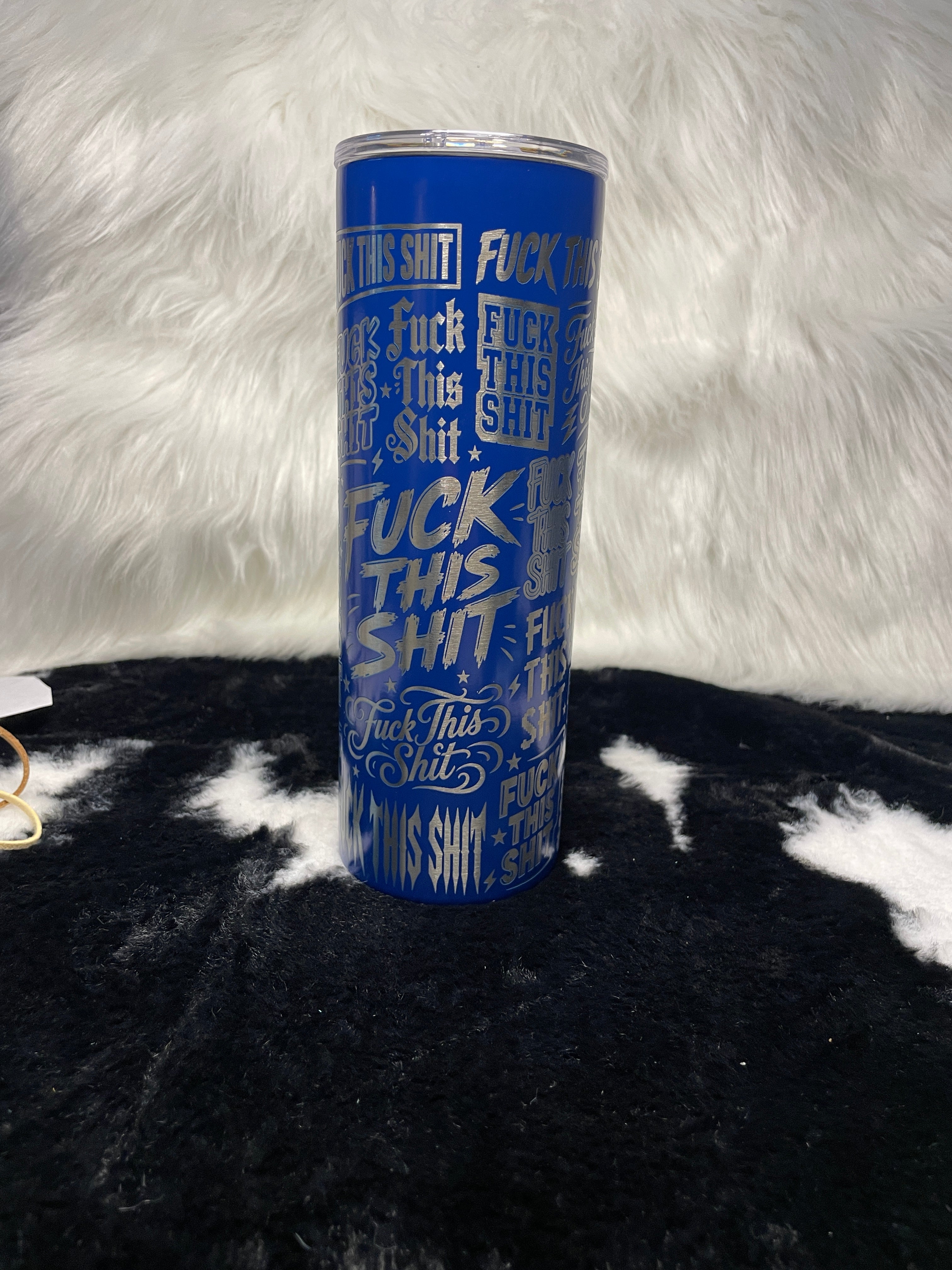 Funny Adult 20oz Blue Laser Engraved Tumbler | "Fck This Sht" Stainless Steel Travel Mug | Sarcastic Gift for Coworker, Friend