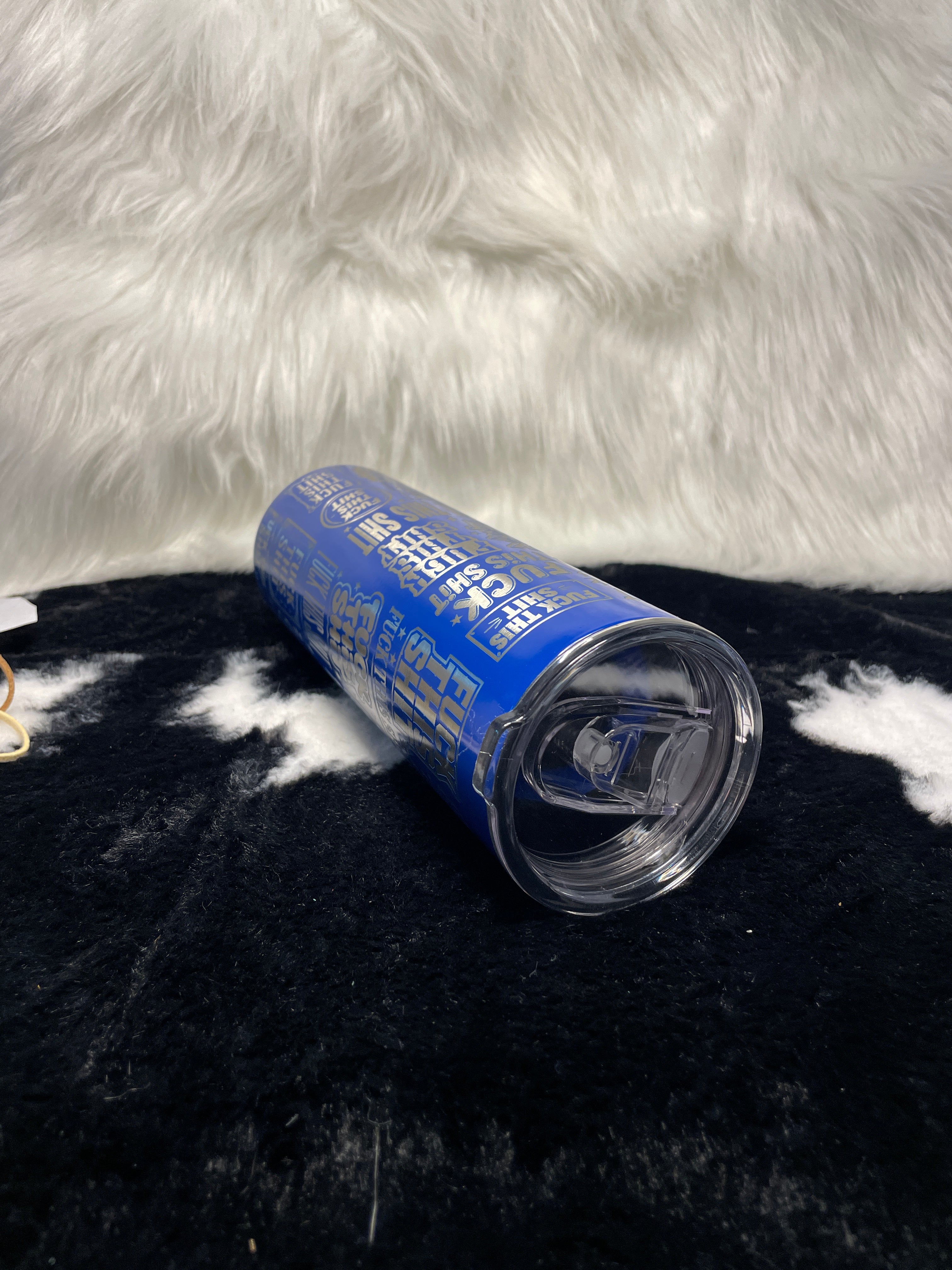 Funny Adult 20oz Blue Laser Engraved Tumbler | "Fck This Sht" Stainless Steel Travel Mug | Sarcastic Gift for Coworker, Friend