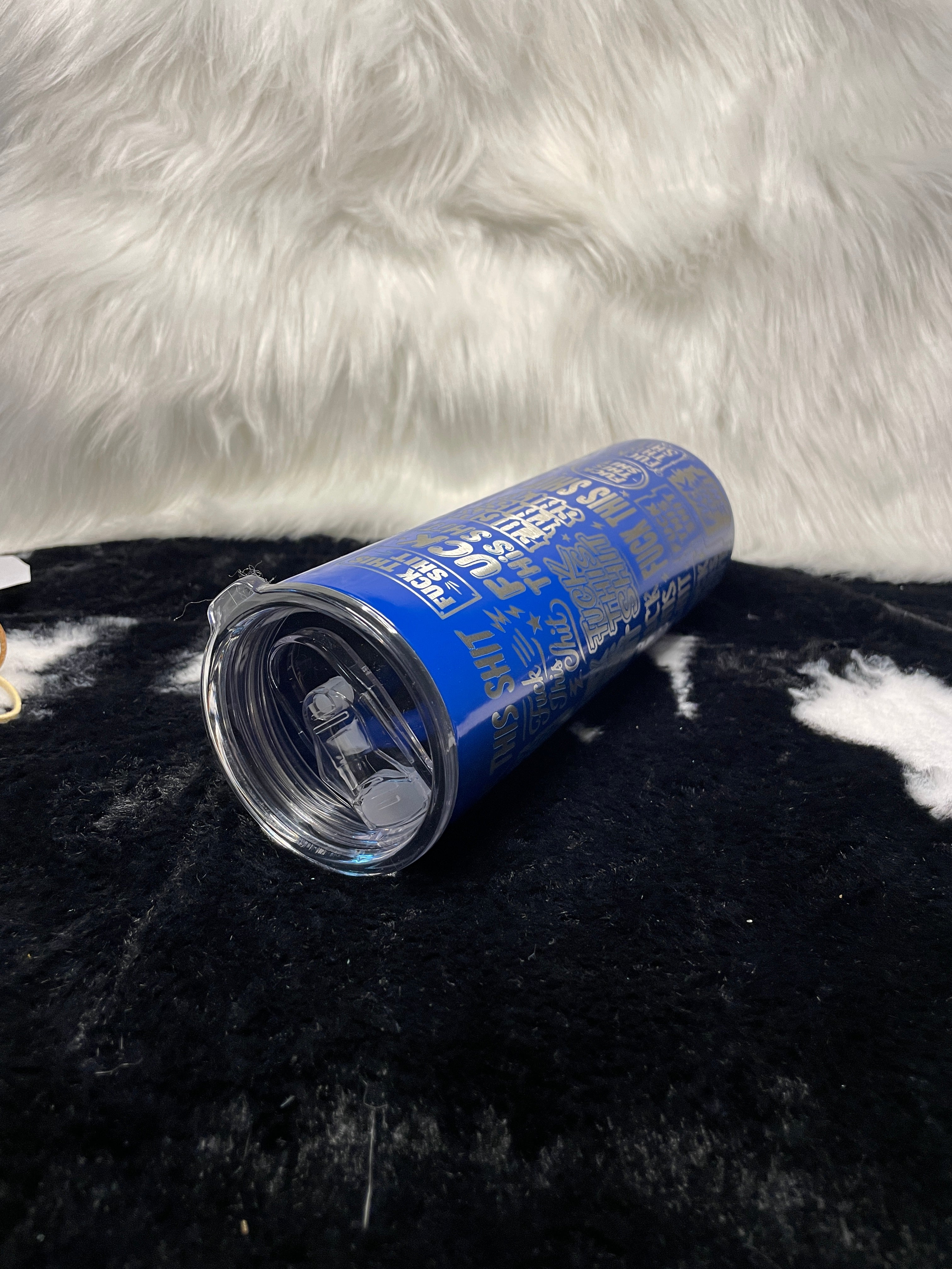 Funny Adult 20oz Blue Laser Engraved Tumbler | "Fck This Sht" Stainless Steel Travel Mug | Sarcastic Gift for Coworker, Friend