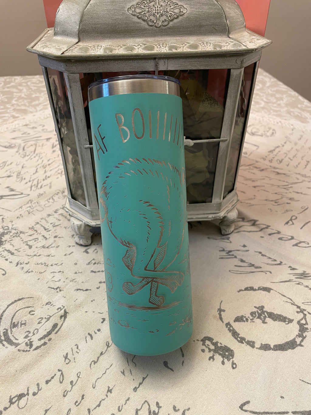 20 oz Funny Bear Tumbler – Fast AF Boiiii Engraved Teal Stainless Steel Cup – Woodland Bear Travel Tumbler – Outdoor Camping Gift