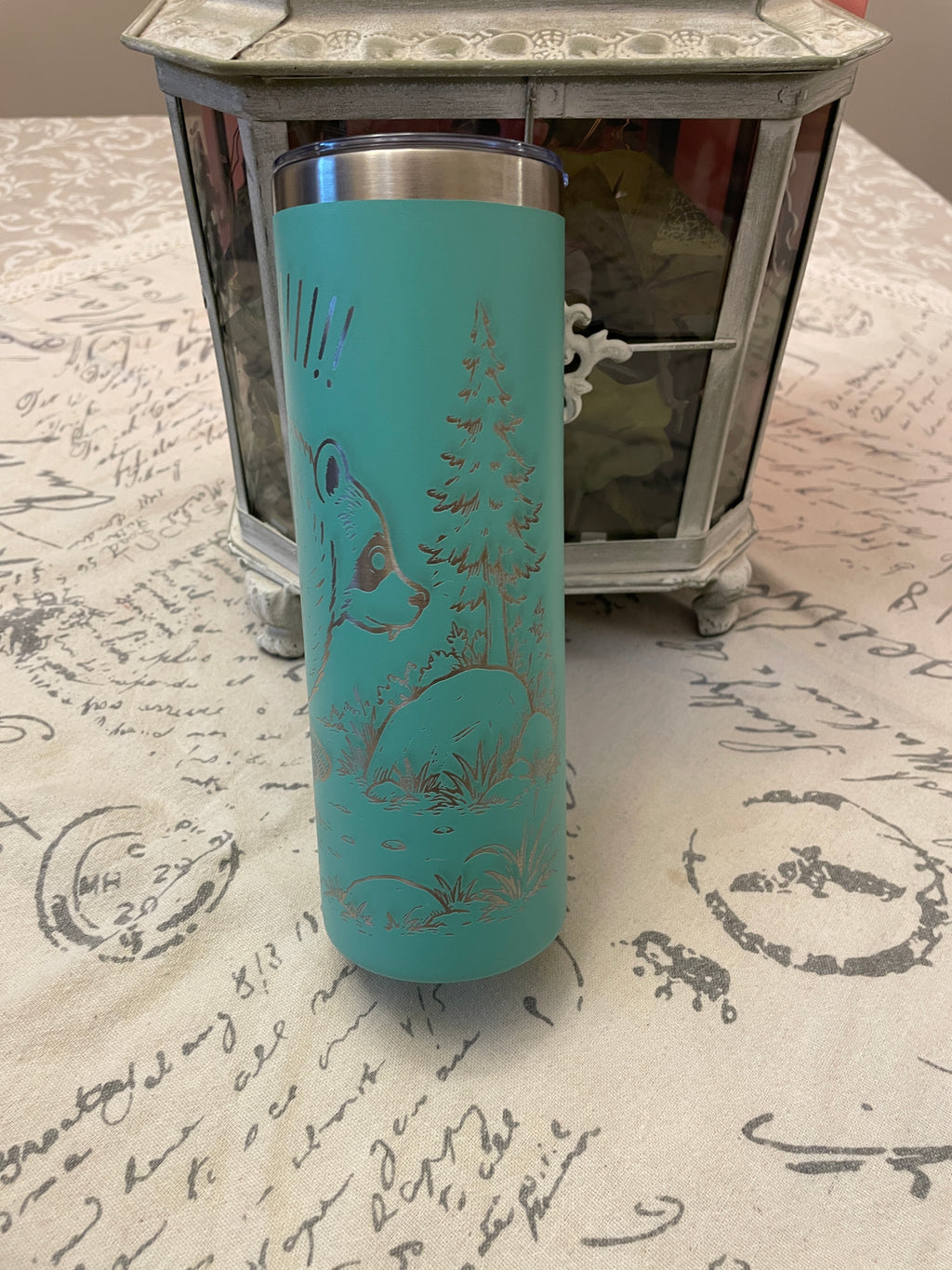 20 oz Funny Bear Tumbler – Fast AF Boiiii Engraved Teal Stainless Steel Cup – Woodland Bear Travel Tumbler – Outdoor Camping Gift