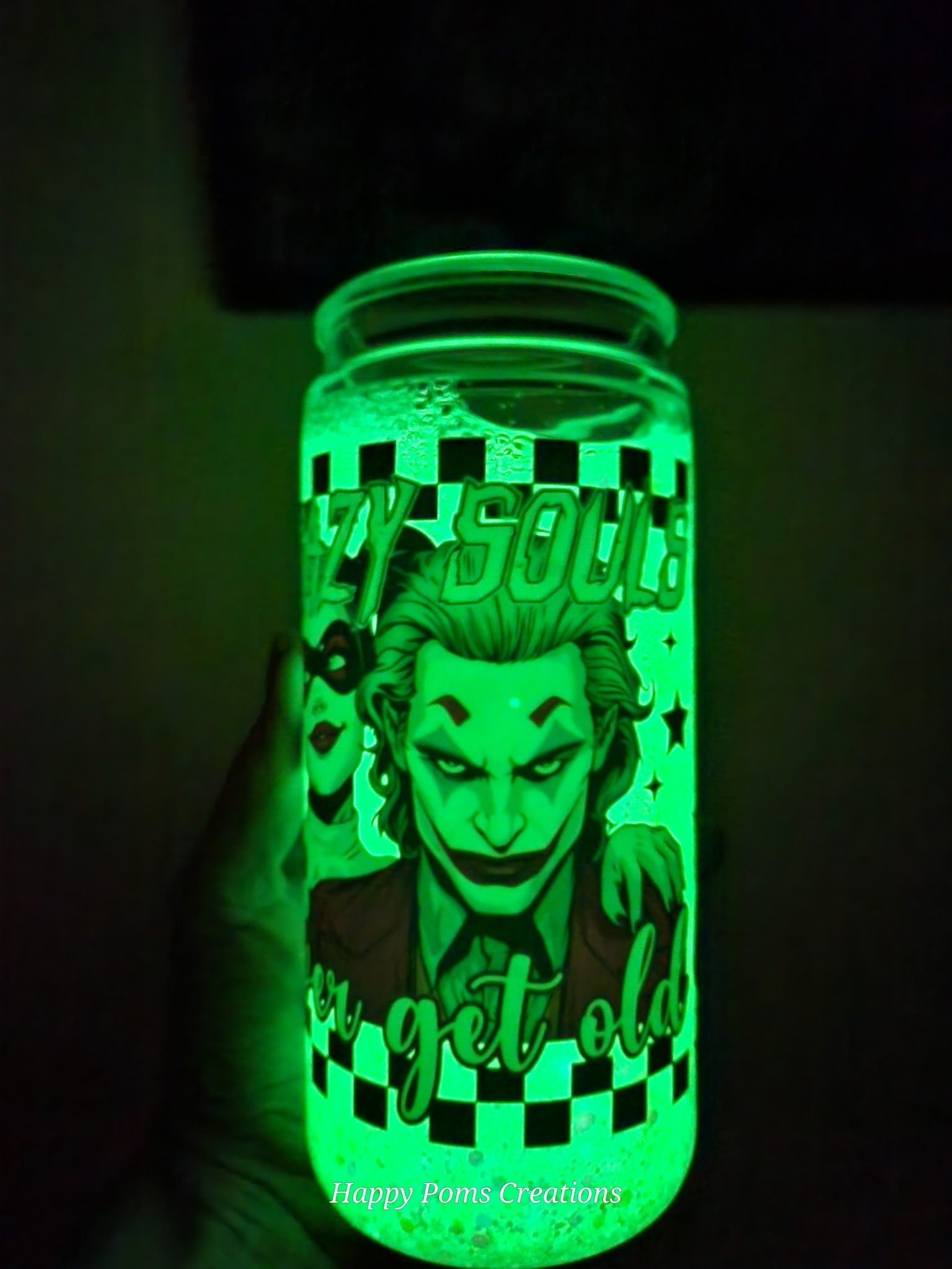 Acrylic Cup - 20oz, Snow Globe, Glowing Joking Pair
