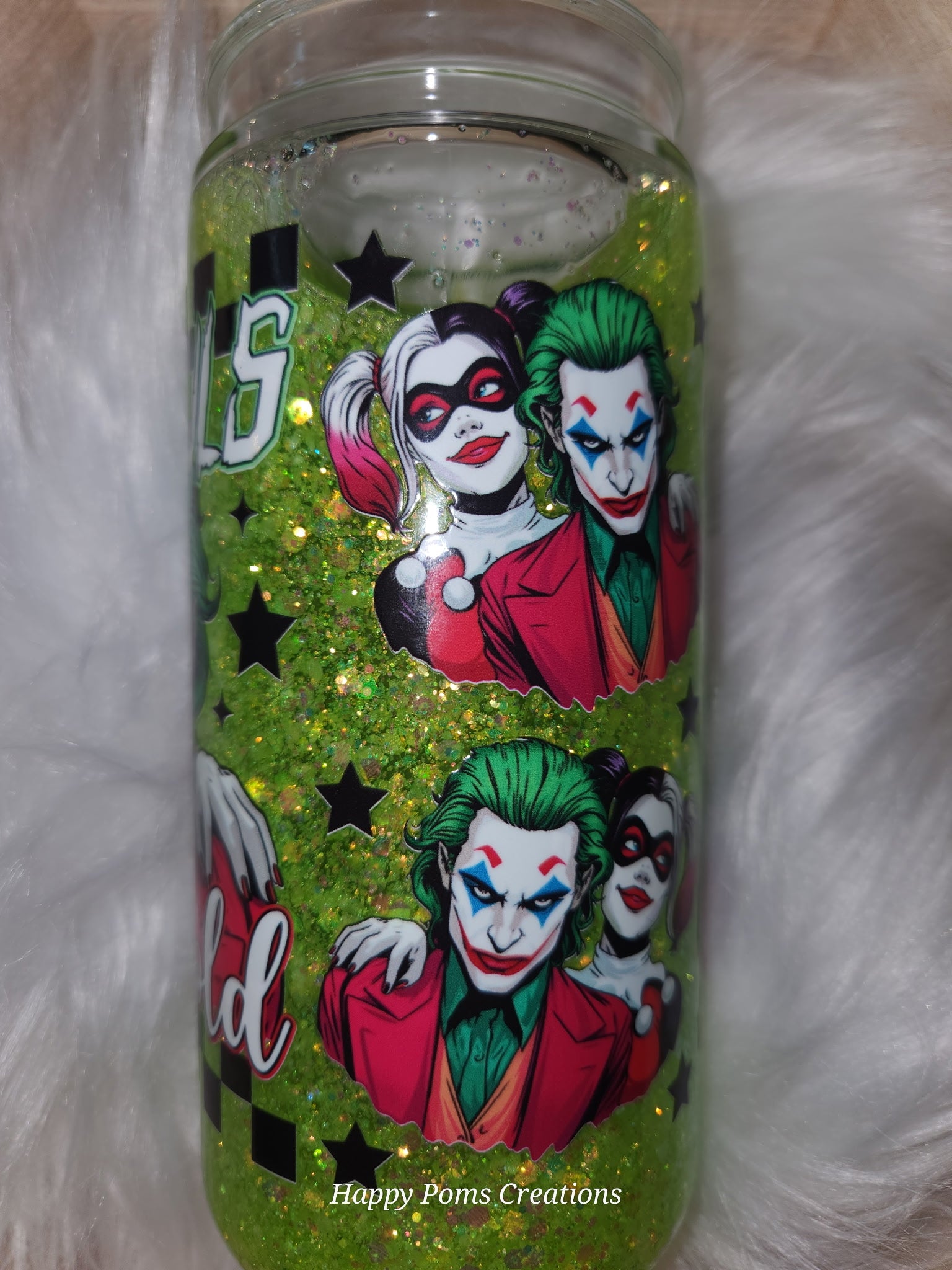 Acrylic Cup - 20oz, Snow Globe, Glowing Joking Pair