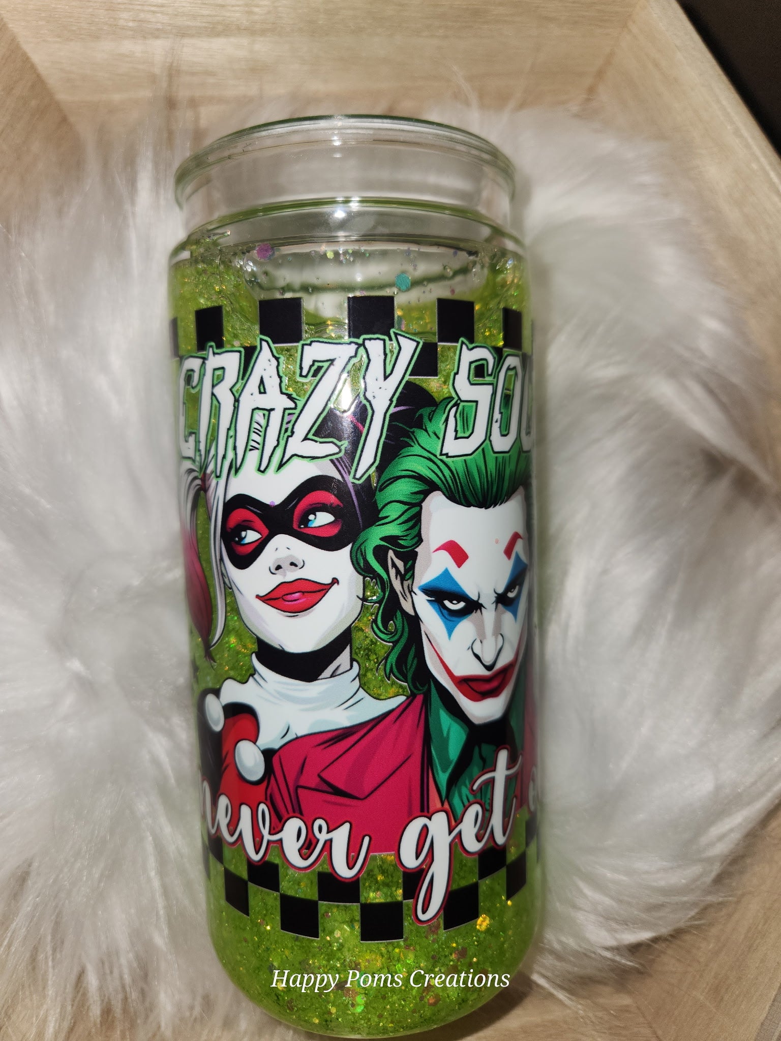 Acrylic Cup - 20oz, Snow Globe, Glowing Joking Pair