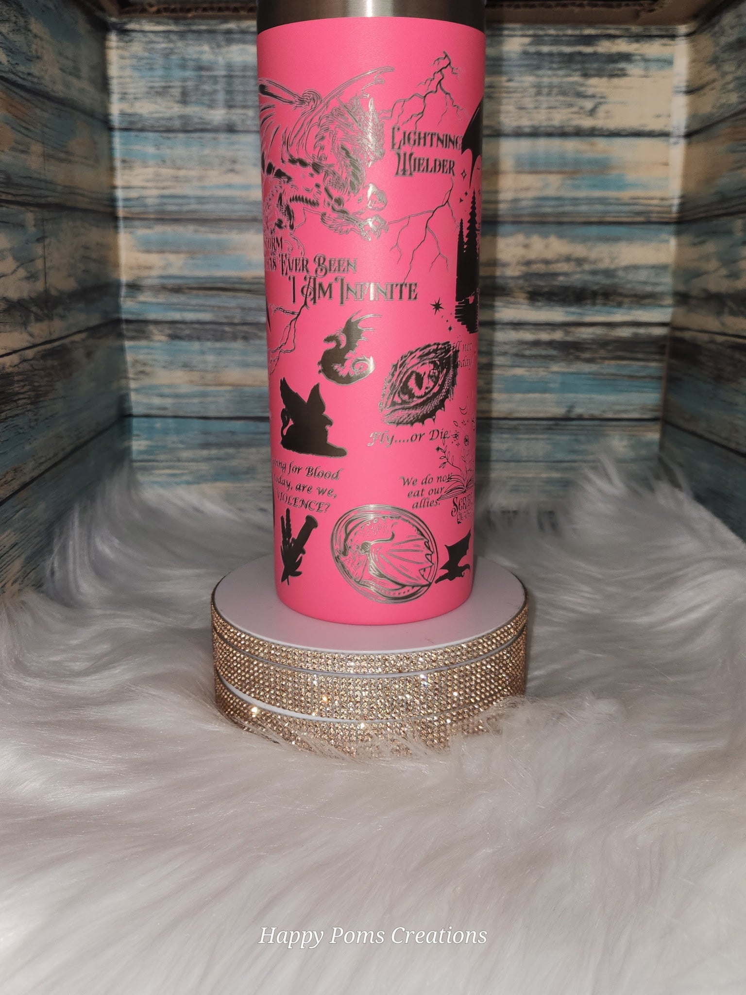 Stainless Steel Tumbler -- 24 oz, Laser Engraved, Dragon Fantasy Game