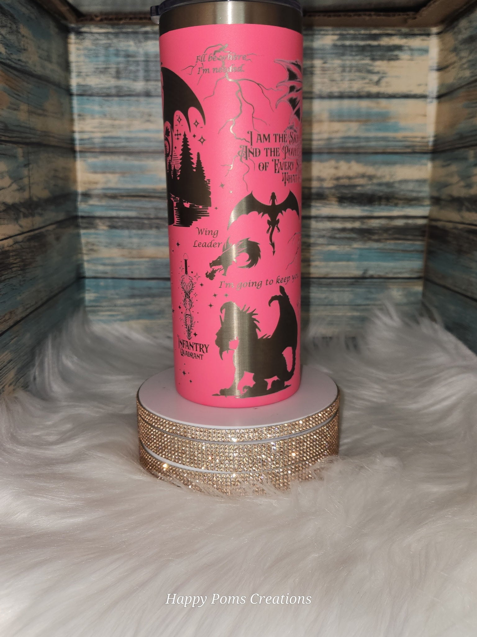 Stainless Steel Tumbler -- 24 oz, Laser Engraved, Dragon Fantasy Game
