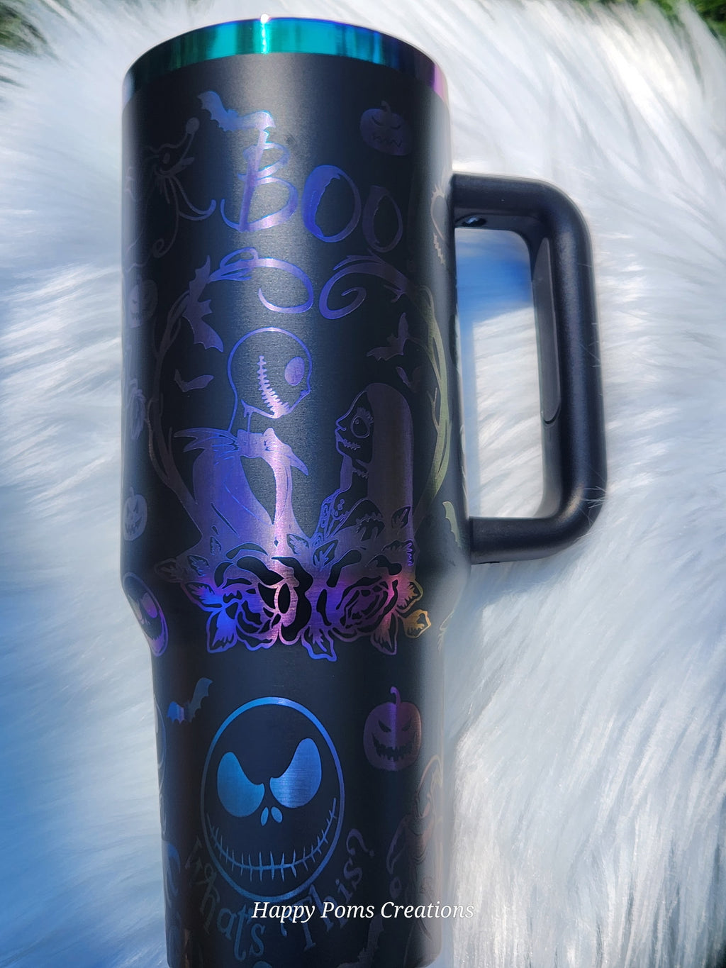 Laser engraved Stainless Steel Stanley Dupe - 40 oz, Black/Rainbow NBC