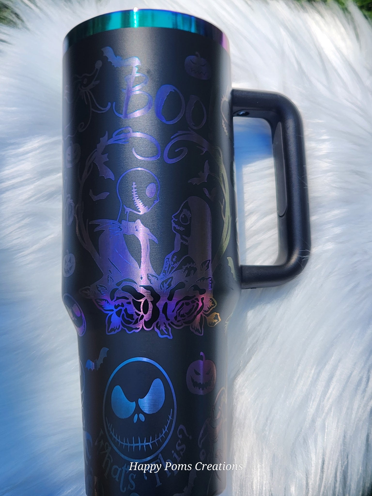 Laser engraved Stainless Steel Stanley Dupe - 40 oz, Black/Rainbow NBC