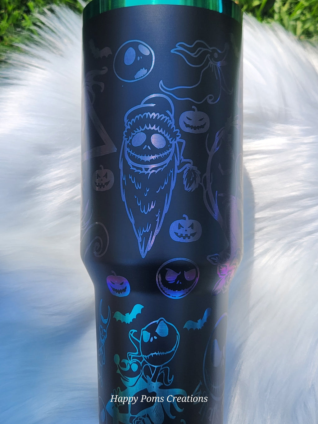 Laser engraved Stainless Steel Stanley Dupe - 40 oz, Black/Rainbow NBC
