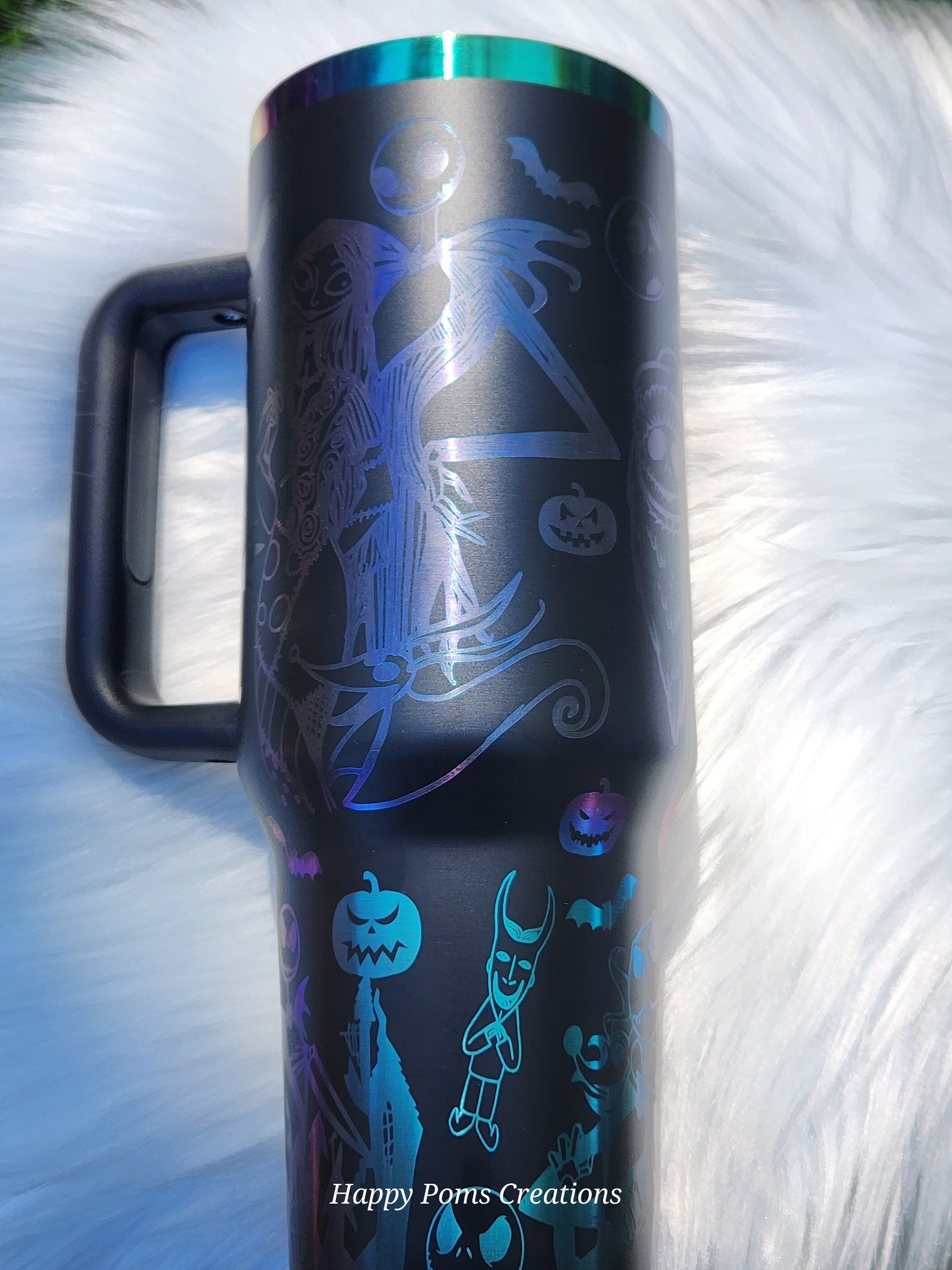 Laser engraved Stainless Steel Stanley Dupe - 40 oz, Black/Rainbow NBC