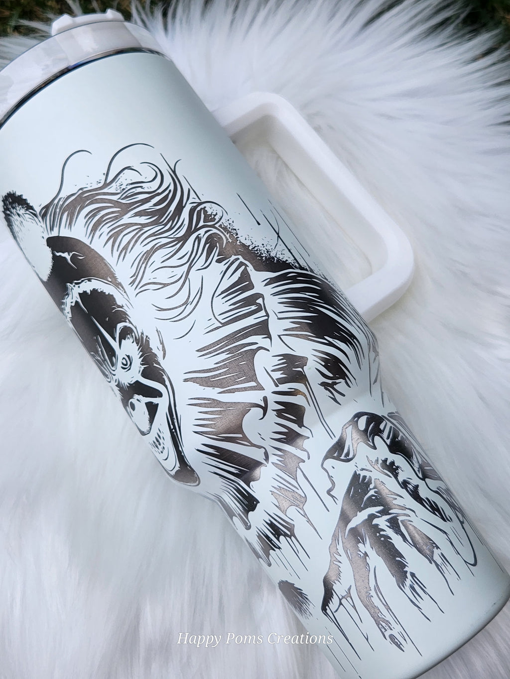 Stainless Steel Stanley Dupe - 40 oz, Laser Engraved, Glow in the Dark Scary Clown