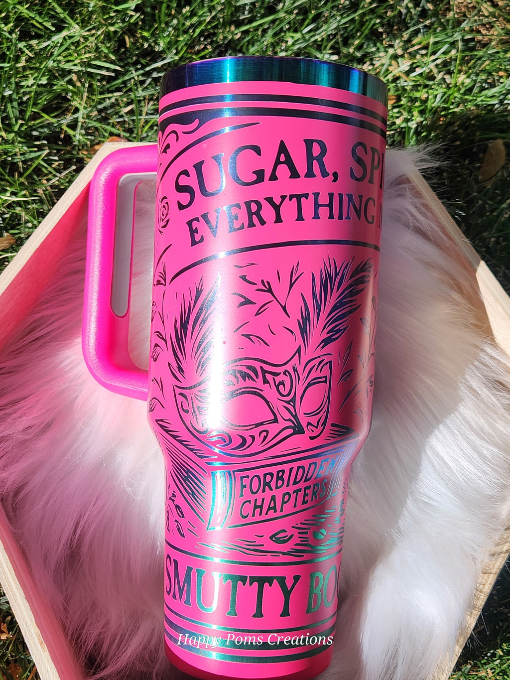 Laser engraved Stainless Steel Stanley Dupe - 40 oz, Hot Pink Sugar & Spice Book Club