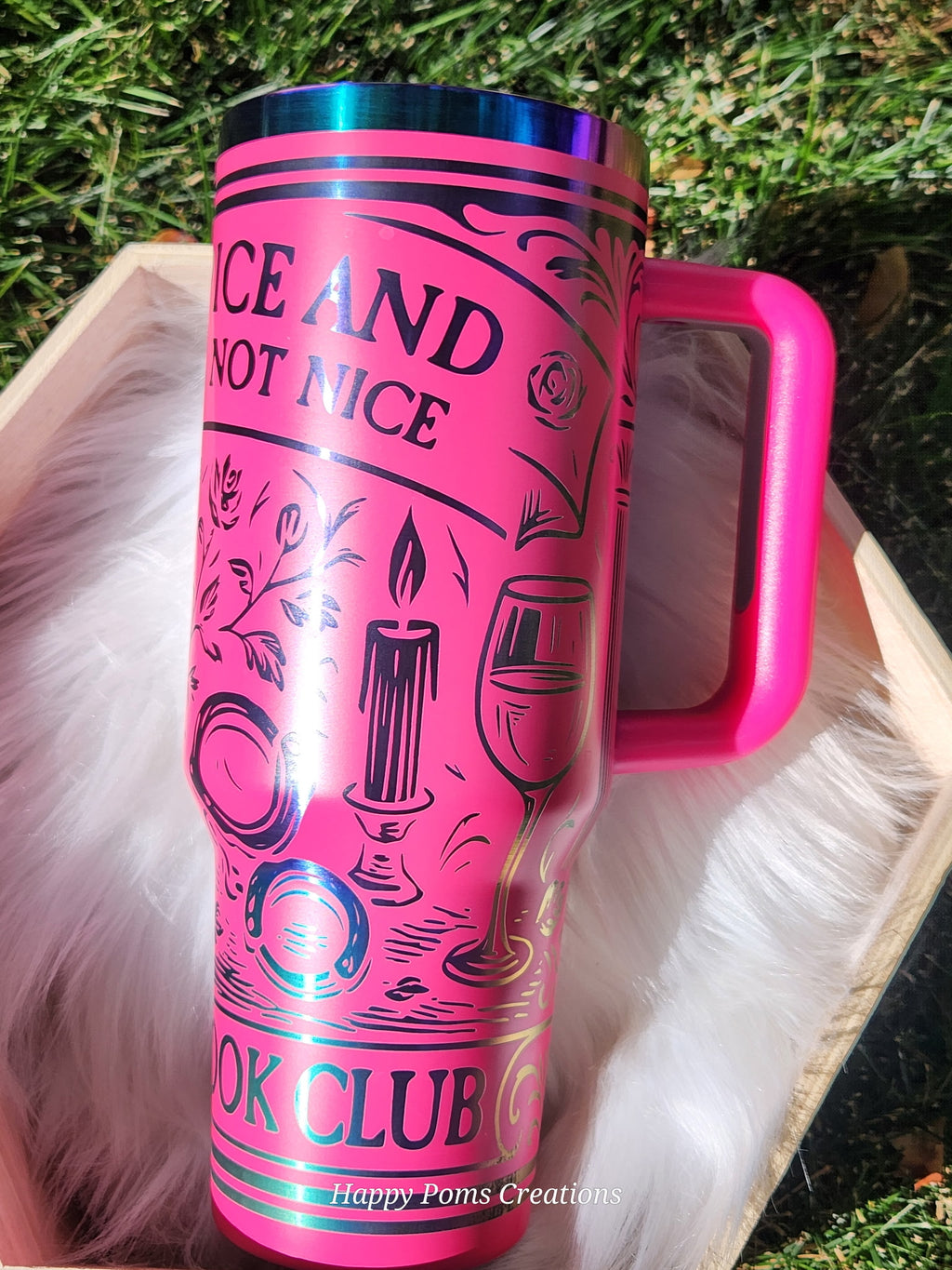 Laser engraved Stainless Steel Stanley Dupe - 40 oz, Hot Pink Sugar & Spice Book Club