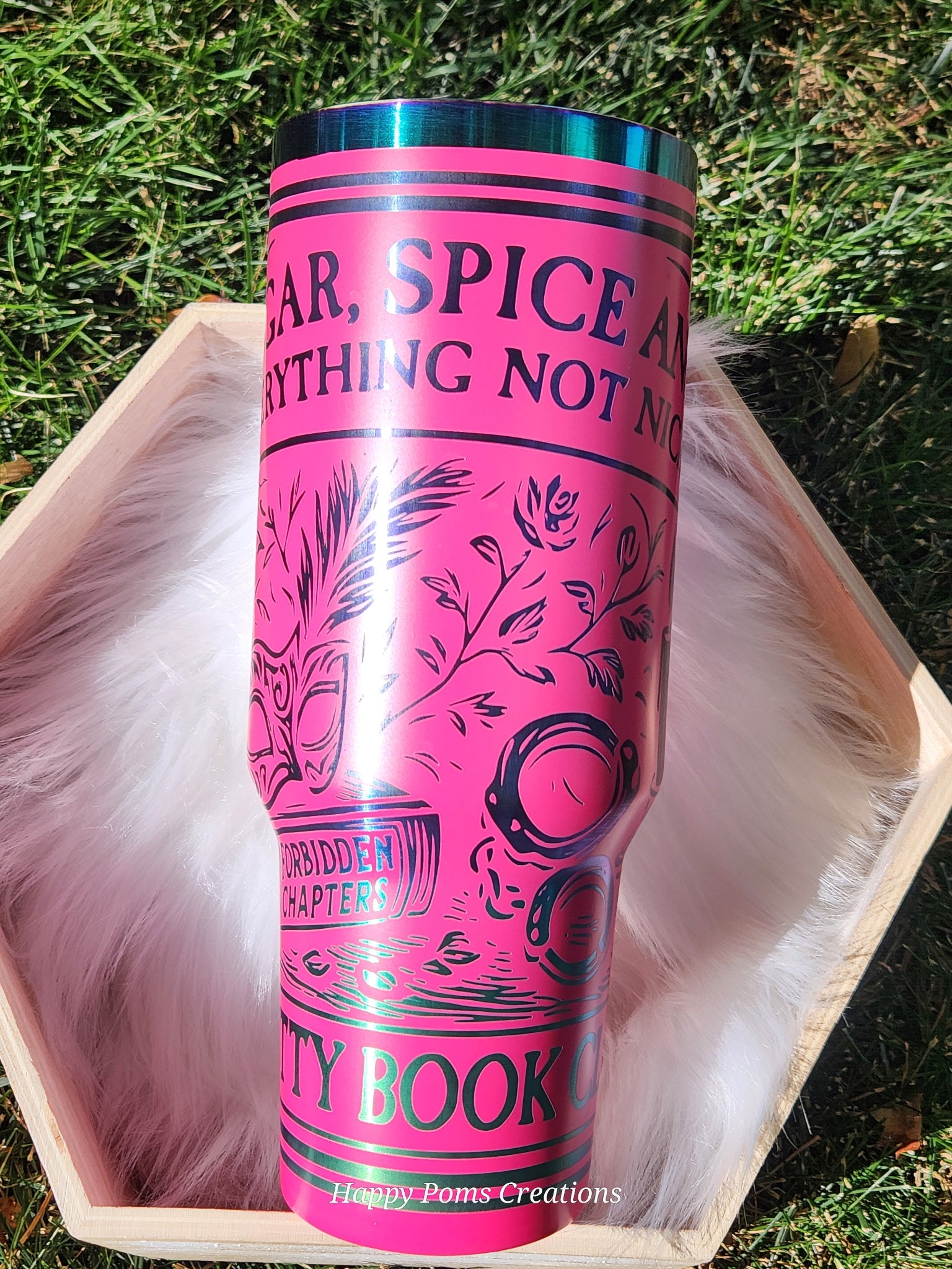 Laser engraved Stainless Steel Stanley Dupe - 40 oz, Hot Pink Sugar & Spice Book Club