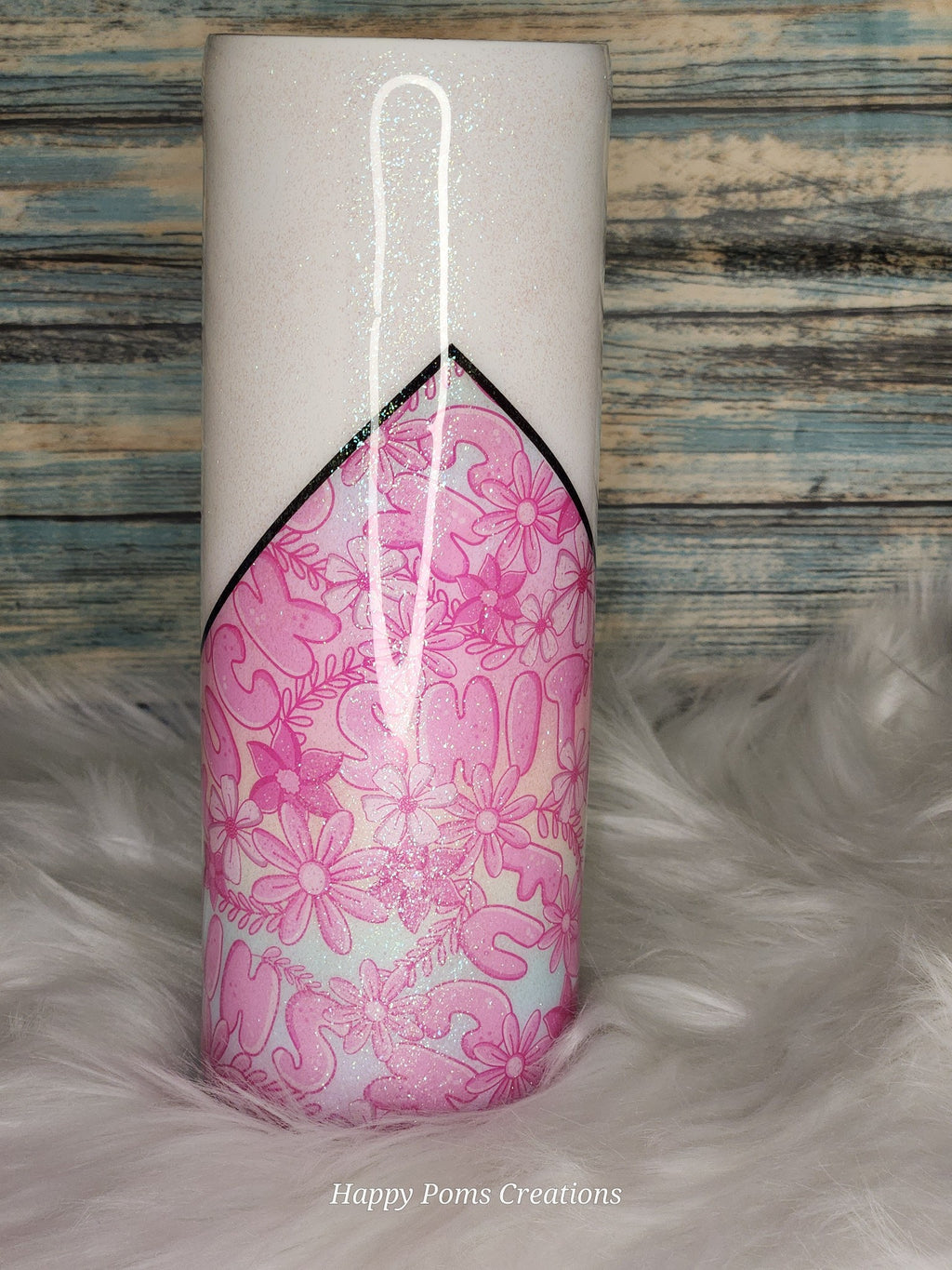 Stainless Steel Tumbler - 20 oz, Pink/White, "F**K", Glows, Comes with Straw.