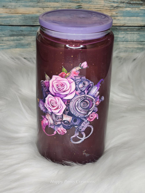 16 oz Glass Cup - Petty AF, Show-Globe, Comes with Straw.