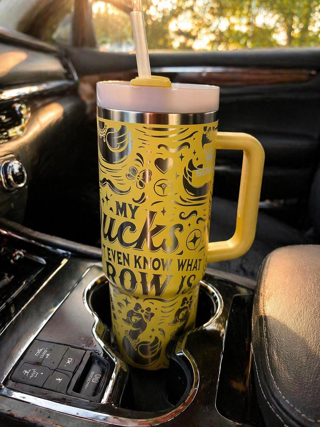 Pometto Yellow 40oz Stanley Tumbler | Ducks in a Row Custom Engraved Rubber Duckie Tumbler